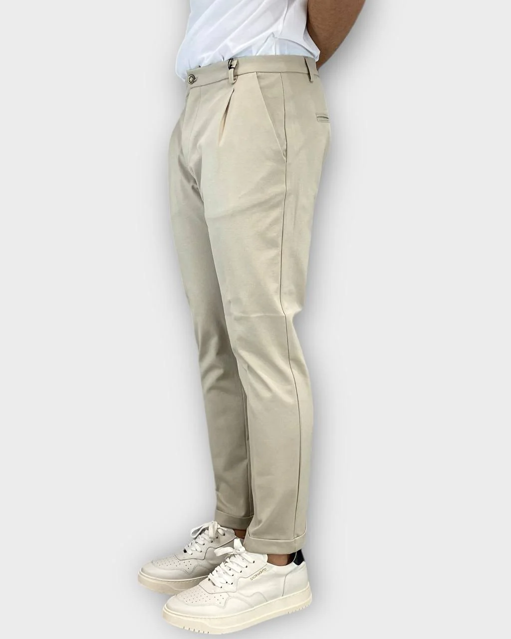 PANTALONE DA ABITO IN TESSUTO PUNTO MILANO ELASTICIZZATO, TASCA AMERICA - SLIM FIT - immagine 3
