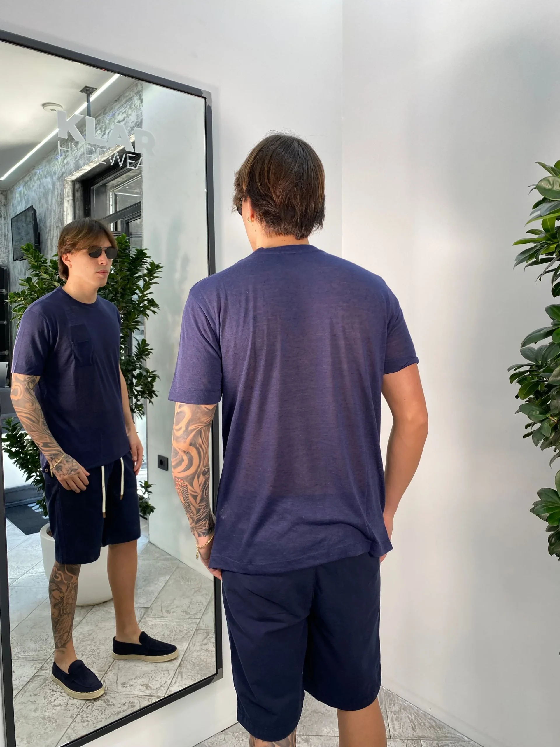 T-SHIRT IN MISTO LINO EFFETTO PUNTINATO CON TASCHINO - REGULAR FIT TE2956SS.BLU - immagine 7