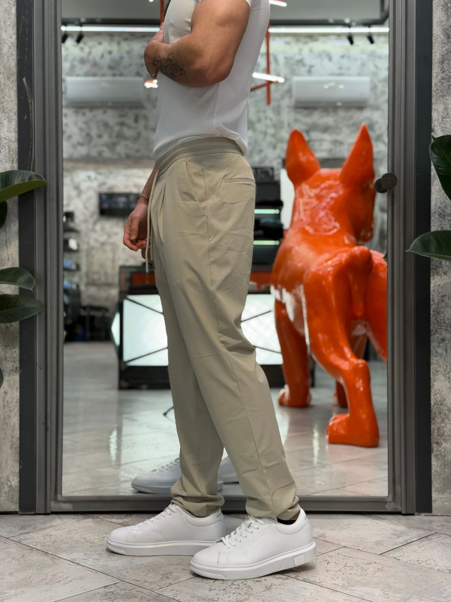 PANTALACCIO IN LEGGERO TESSUTO TECNICO ELASTICIZZATO NO STIRO - COMFORT FIT GL3010TR-S26.BEI - immagine 4