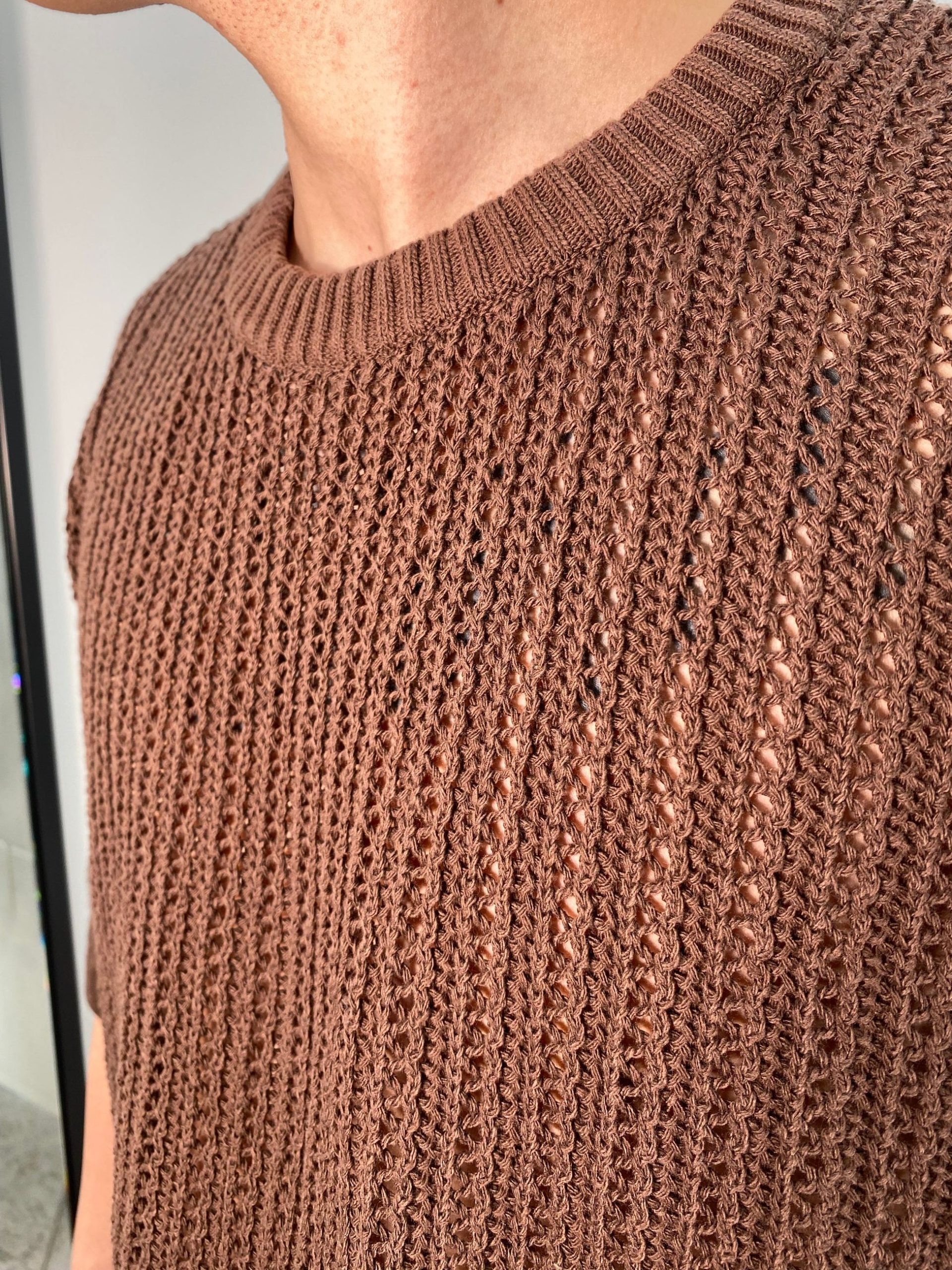 MAGLIA GIROCOLLO MEZZA MANICA RICAMATA A RETE - OVER FIT MA3209.MOR - immagine 5