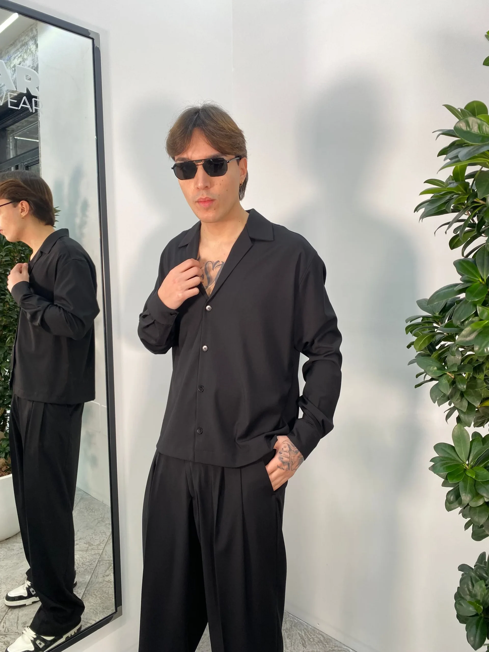 GIACCA CAMICIA IN POLIVISCOSA CON COLLO BOWLING - REGULAR FIT CA3286.NER - immagine 3