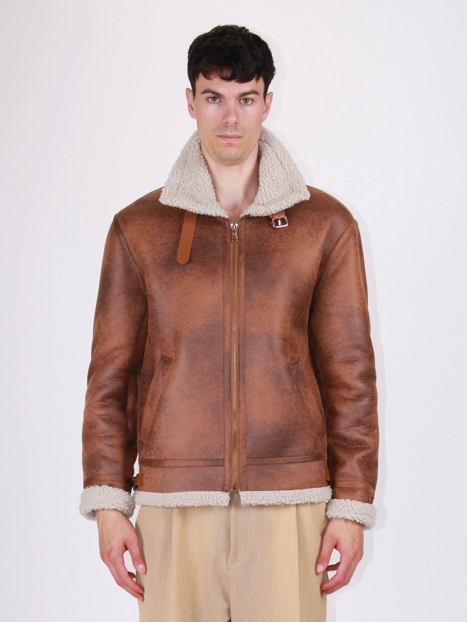 ECOMONTONE MODELLO AVIATOR CON COLLETTO, ORLO ED INTERNO IN PELLICCIA SINTETICA - REGULAR FIT M25228630 - immagine 7