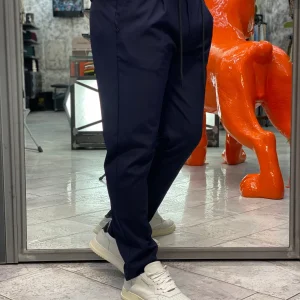 PANTALONE CON LACCIO E COULISSE IN TESSUTO TECNICO NO STIRO ELASTICIZZATO - REGULAR FIT MK9950129.BLU