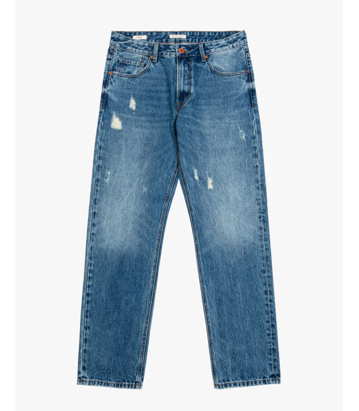 JEANS ALEX VINTAGE WASH CON STRAPPI E RIVETTI E BOTTONI A CONTRASTO - STRAIGHT FIT GL6366Q - immagine 6