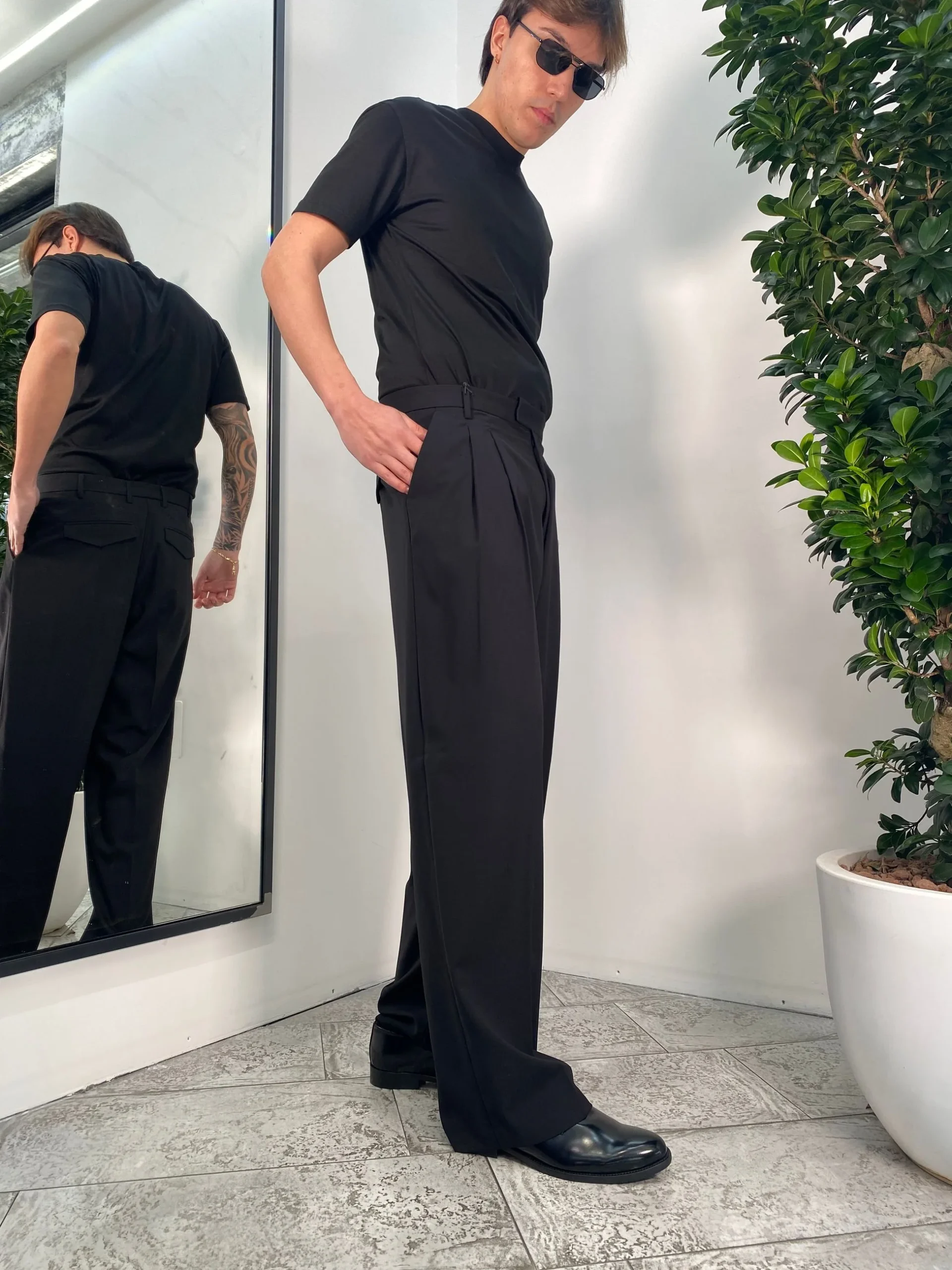 PANTALONE DA COORDINATO FONDO AMPIO CON DOPPIA PINCE - RELAXED FIT PA3261.NER - immagine 3