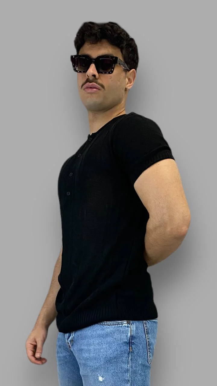 T-SHIRT IN FILO MODELLO SERAFINO CON RICAMO TRECCIA - REGULAR FIT - immagine 3