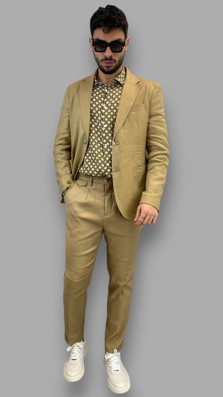 PANTALONE DA ABITO IN MISTO LINO ELASTICIZZATO TASCA AMERICA - REGULAR FIT - immagine 8