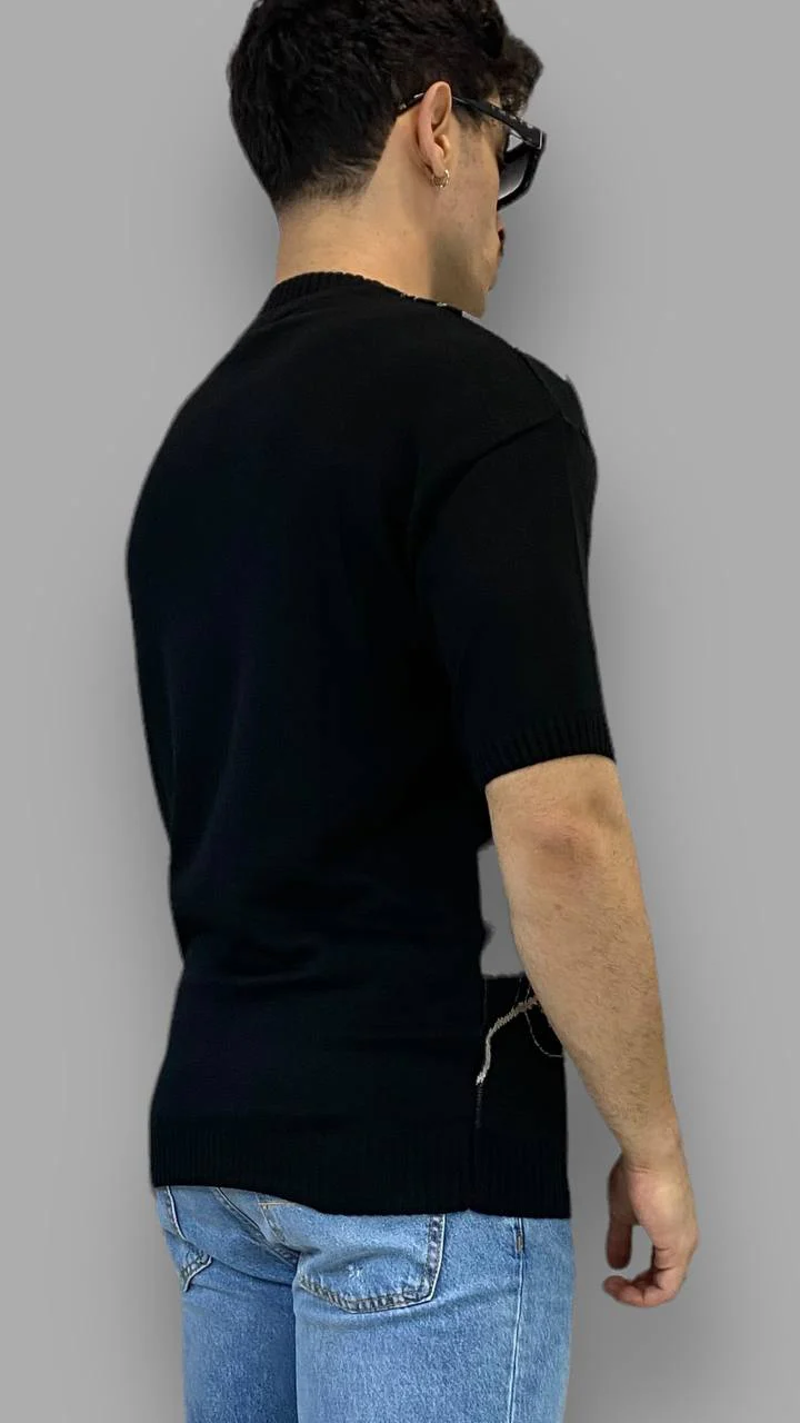 T-SHIRT IN FILO FANTASIA FIORI CON SCOLLO A PUNTA DI DIAMANTE - REGULAR FIT - immagine 4