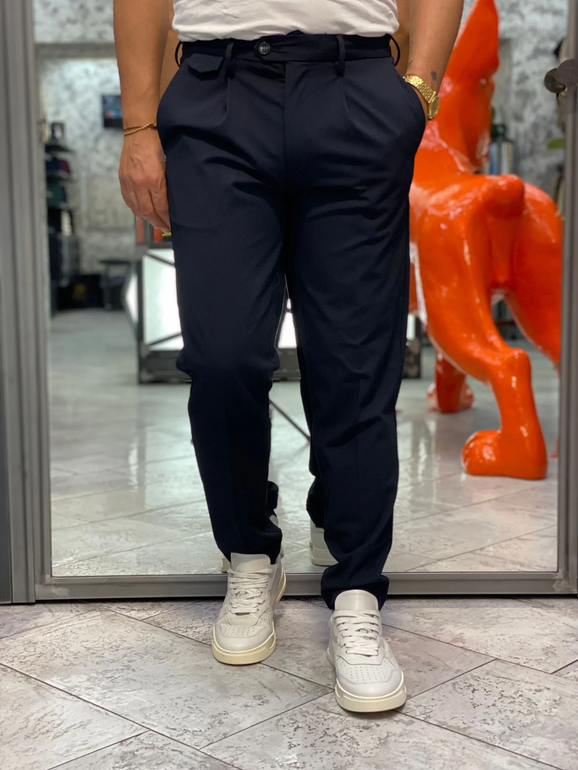 PANTALONE DA COMPLETO CON PINCE IN FLANELLA PETTINATA - REGULAR FIT MK9950136.BLU - immagine 3