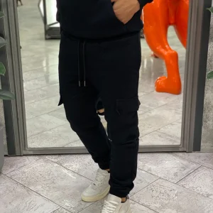 PANTALONE TUTA CARGO CON ELASTICO IN VITA E AL FONDO - REGULAR FIT GL2278F.NER