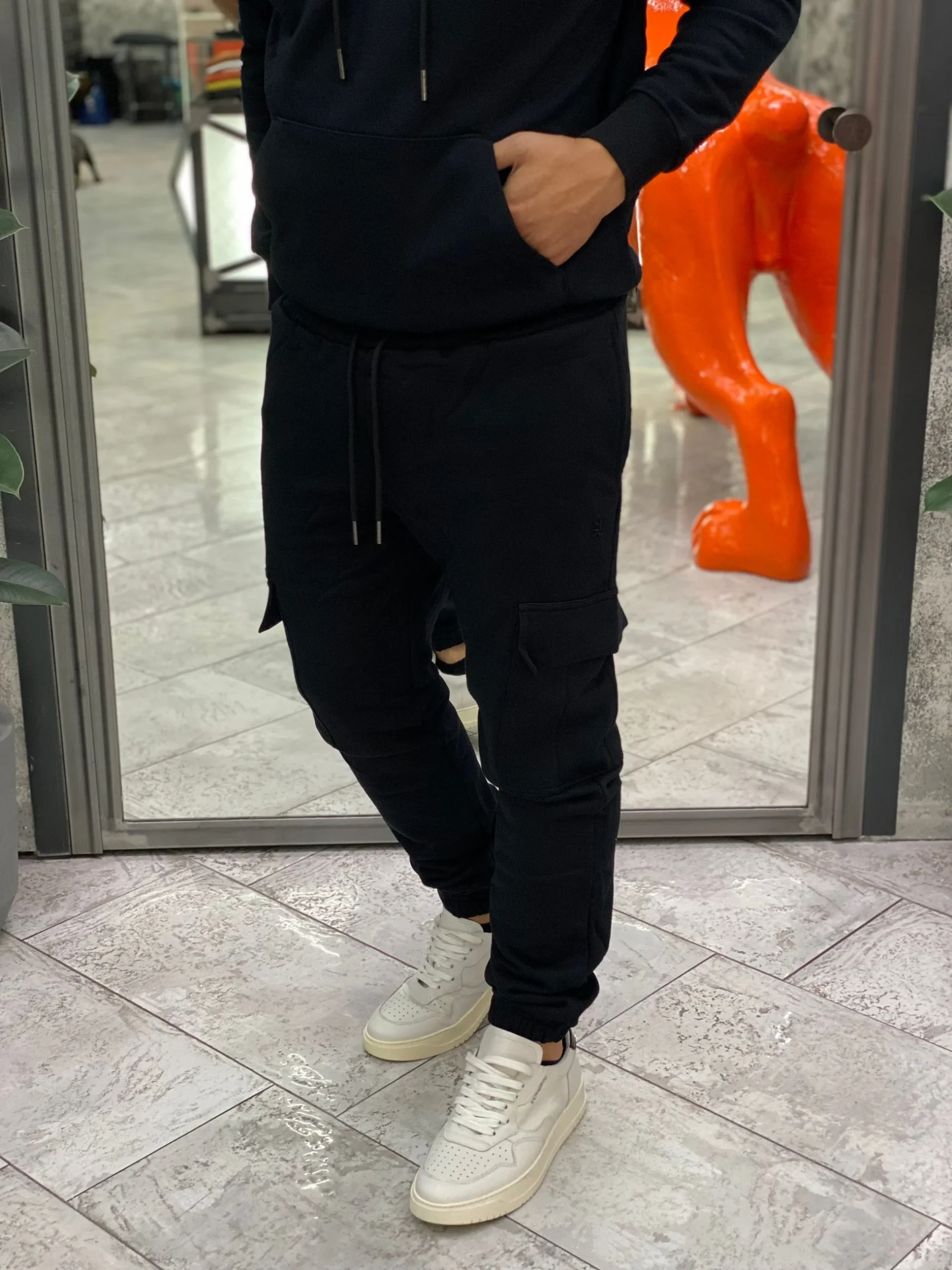 PANTALONE TUTA CARGO CON ELASTICO IN VITA E AL FONDO - REGULAR FIT GL2278F.NER - immagine 2