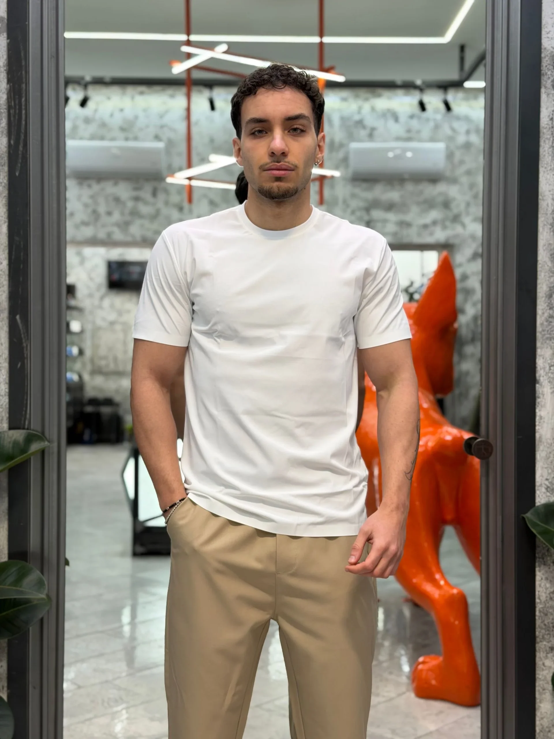 T-SHIRT BASIC IN TESSUTO TECNICO NO STIRO - SLIM FIT GL1001TB-S26.BIA - immagine 2