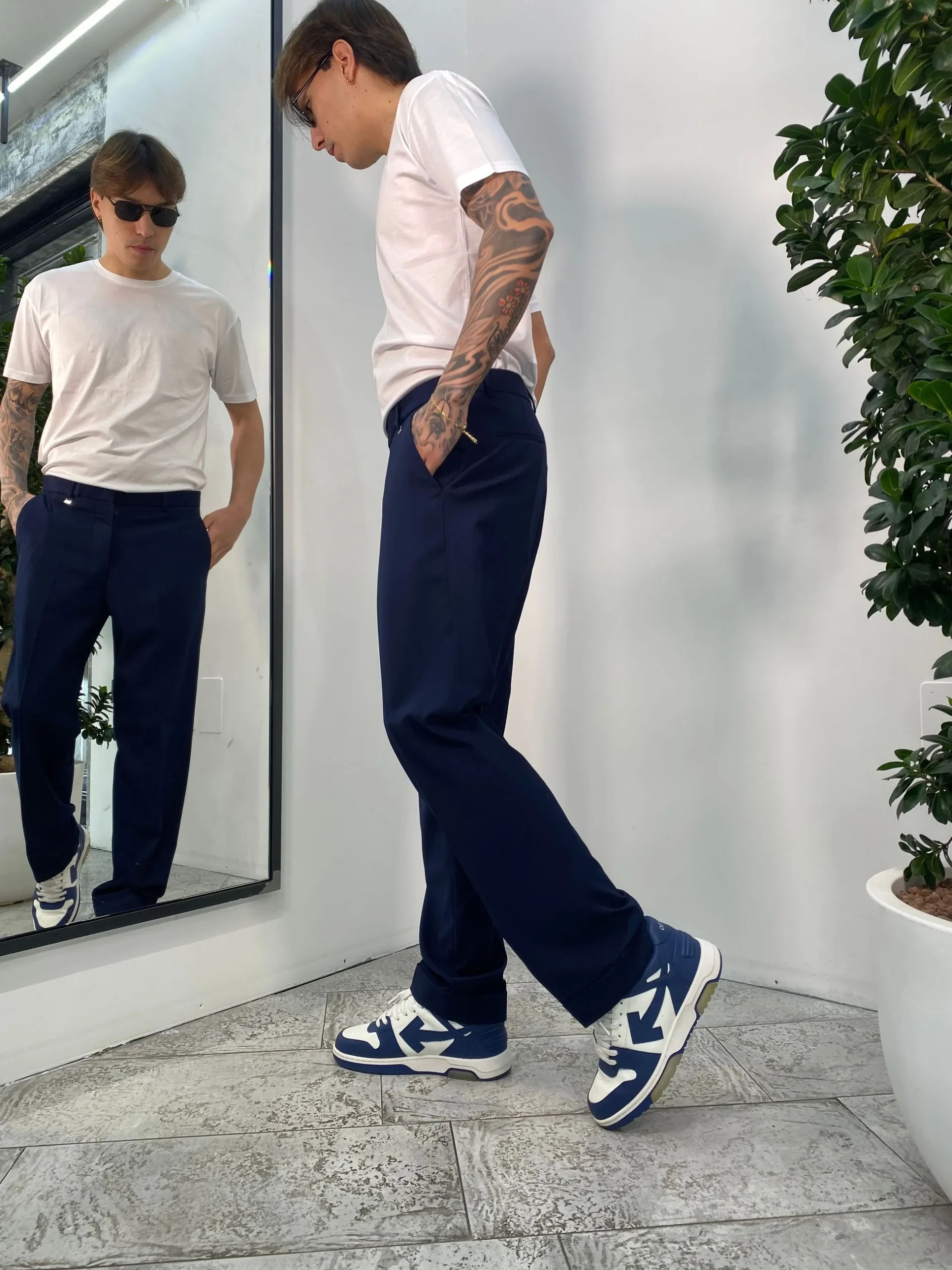 PANTALONE DA ABITO CON RISVOLTO E FONDO SEMI AMPIO - REGULAR FIT PA3260.BLU - immagine 5