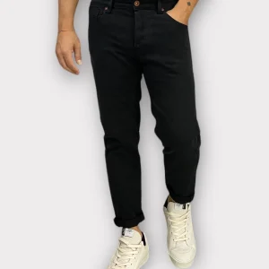 PANTALONE 5 TASCHE IN COTONE ELASTICIZZATO IN TELA DENIM - CARROT FIT