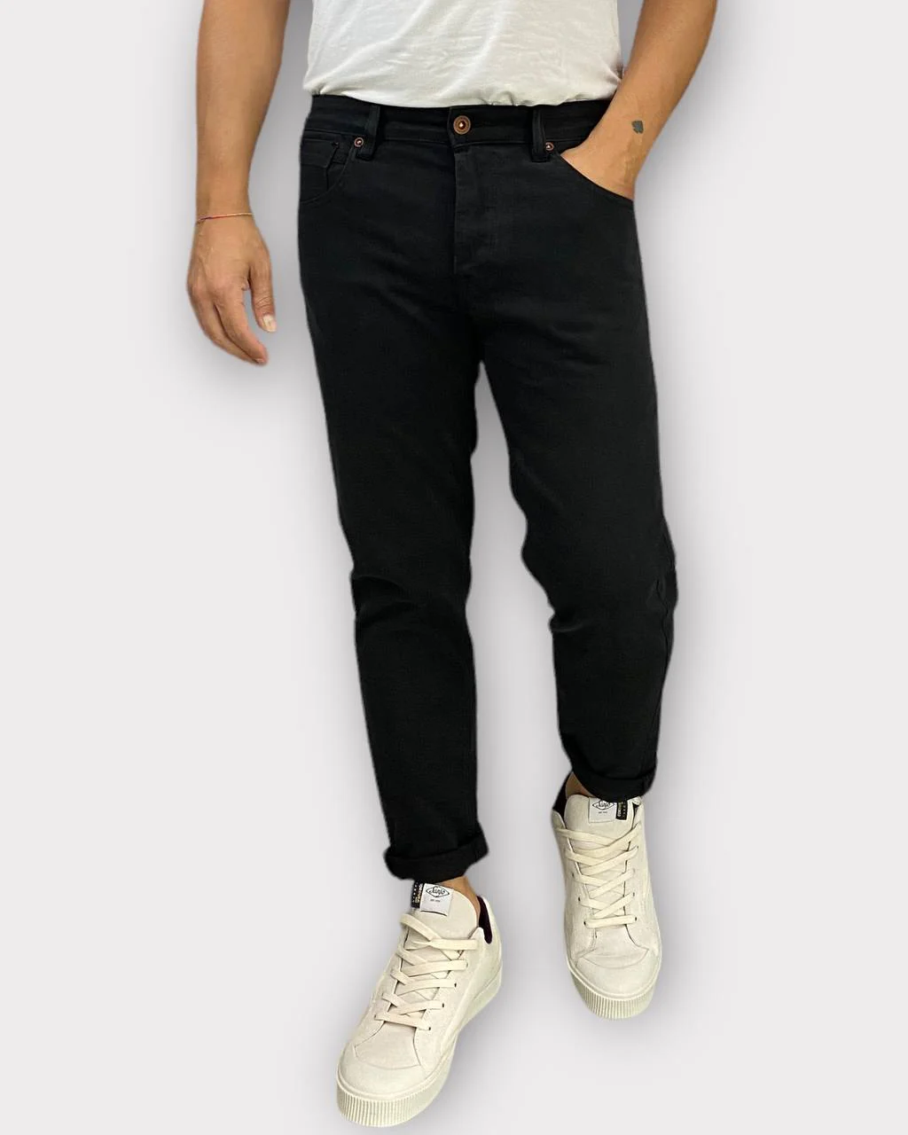 PANTALONE 5 TASCHE IN COTONE ELASTICIZZATO IN TELA DENIM - CARROT FIT - immagine 2