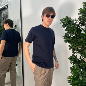 T-SHIRT BASIC IN COTONE MERCERIZZATO - REGULAR FIT TE2977SS.BLU