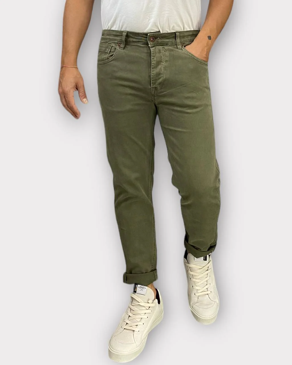 PANTALONE 5 TASCHE IN COTONE ELASTICIZZATO IN TELA DENIM - CARROT FIT - immagine 5