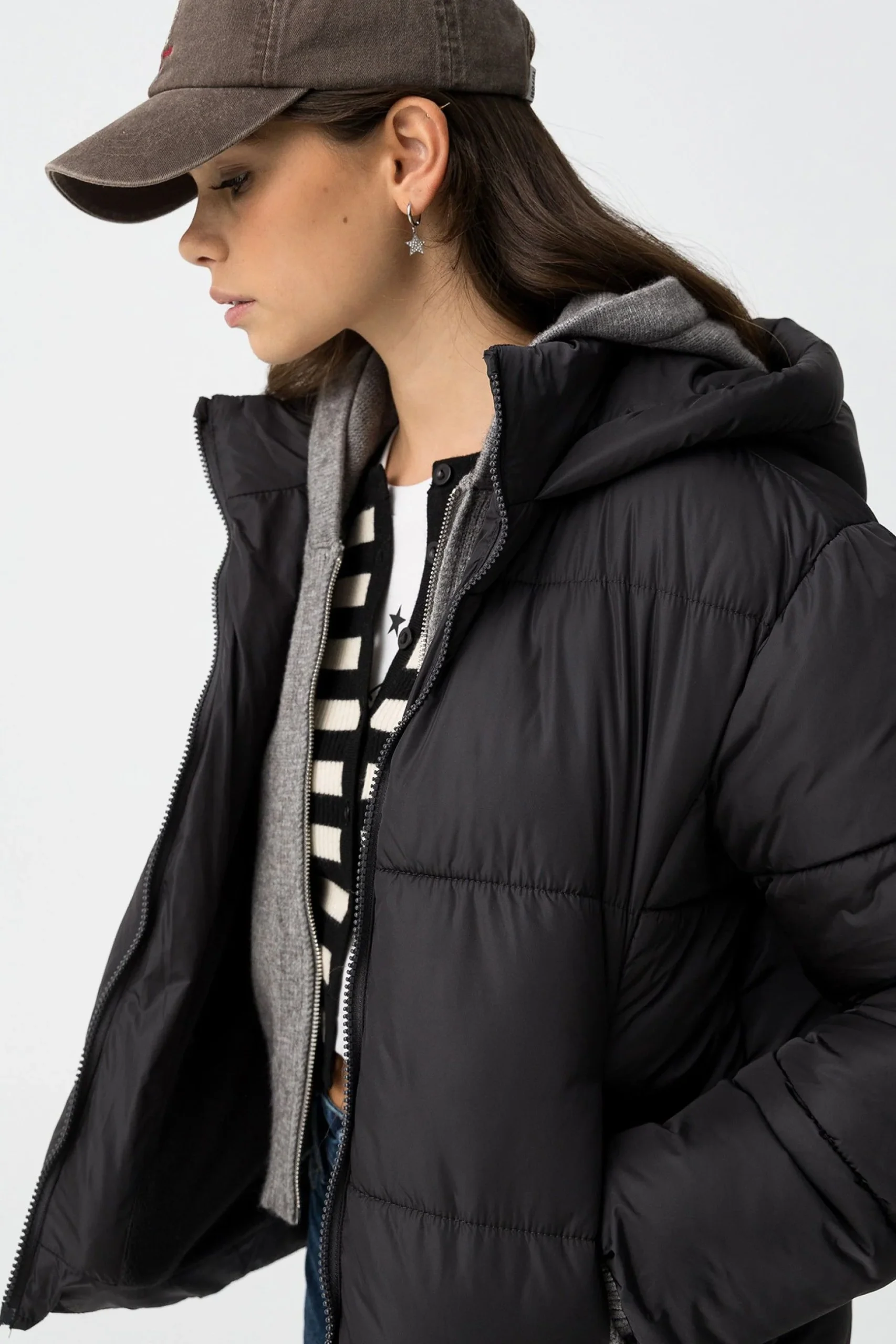 GIUBBINO NARCISA_5 TRAPUNTATO CON CAPPUCCIO E CERNIERA FRONTALE 10062700.NER - immagine 5