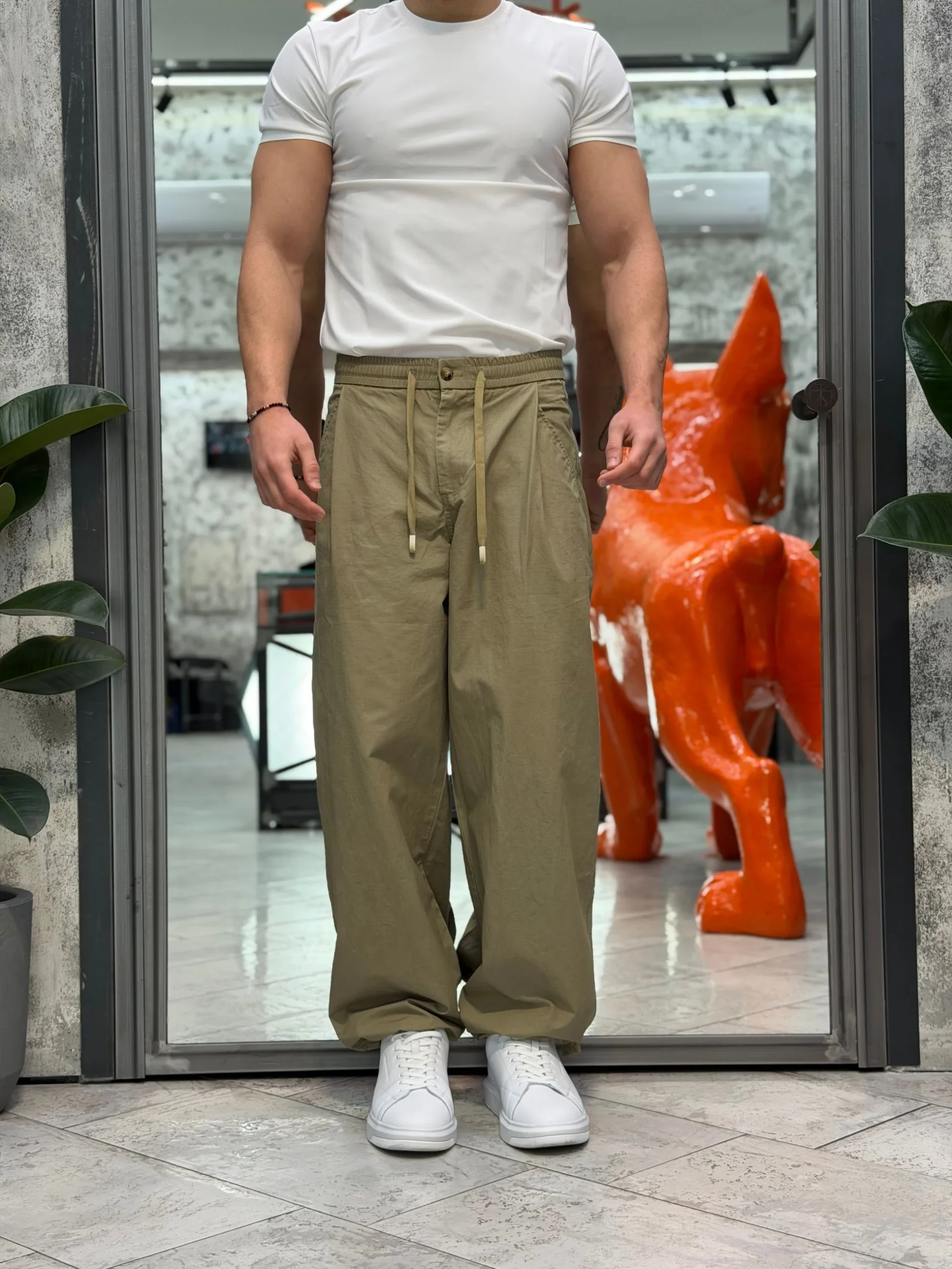 PANTALACCIO IN 100% COTONE MODELLO JAPAN CON PINCE (LACCETTO REGOLABILE AL FONDO) - OVER FIT GLW081G - immagine 7