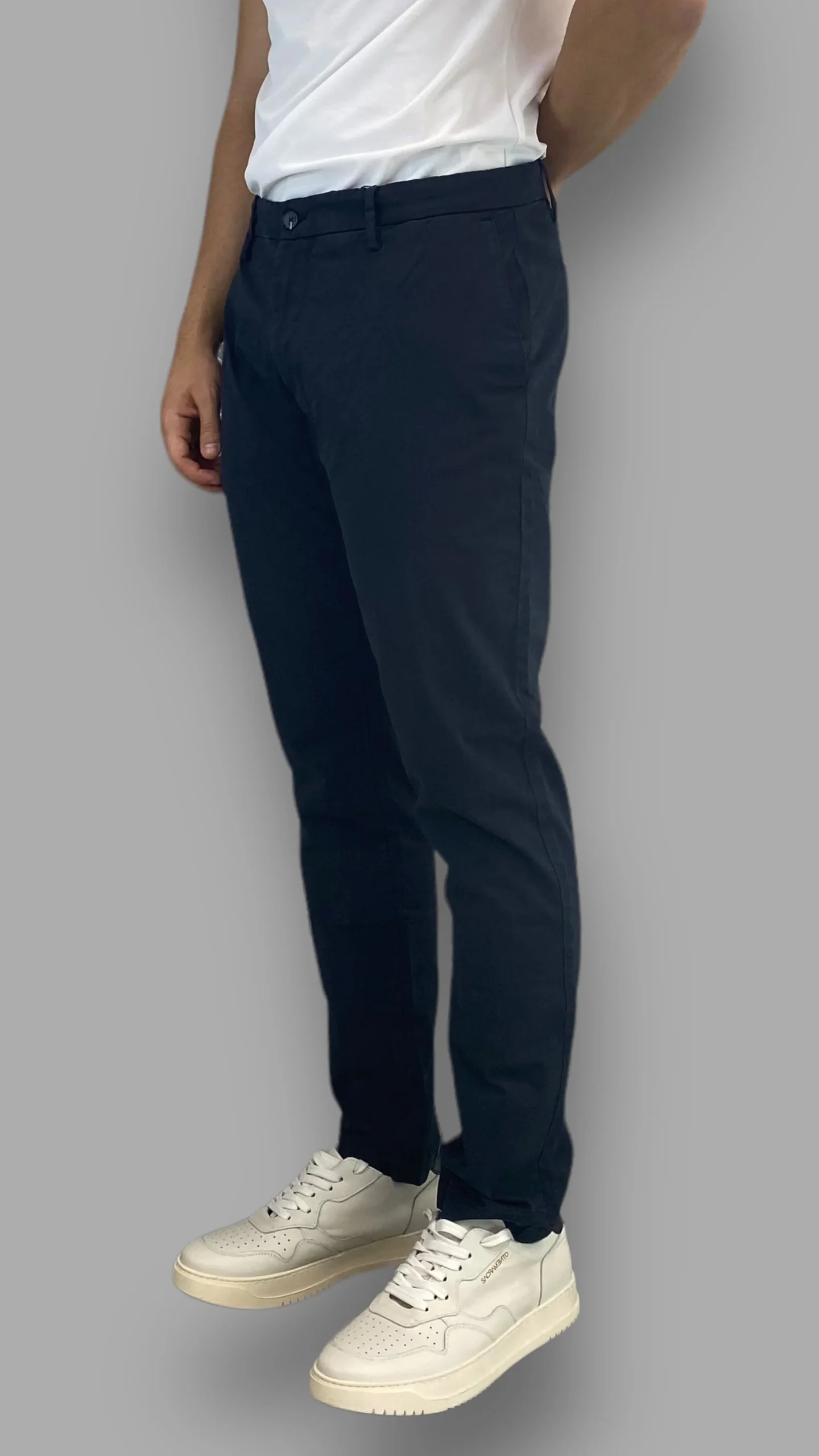 PANTALONE TASCA AMERICA IN COTONE ELASTICIZZATO BASIC - SLIM FIT - immagine 4