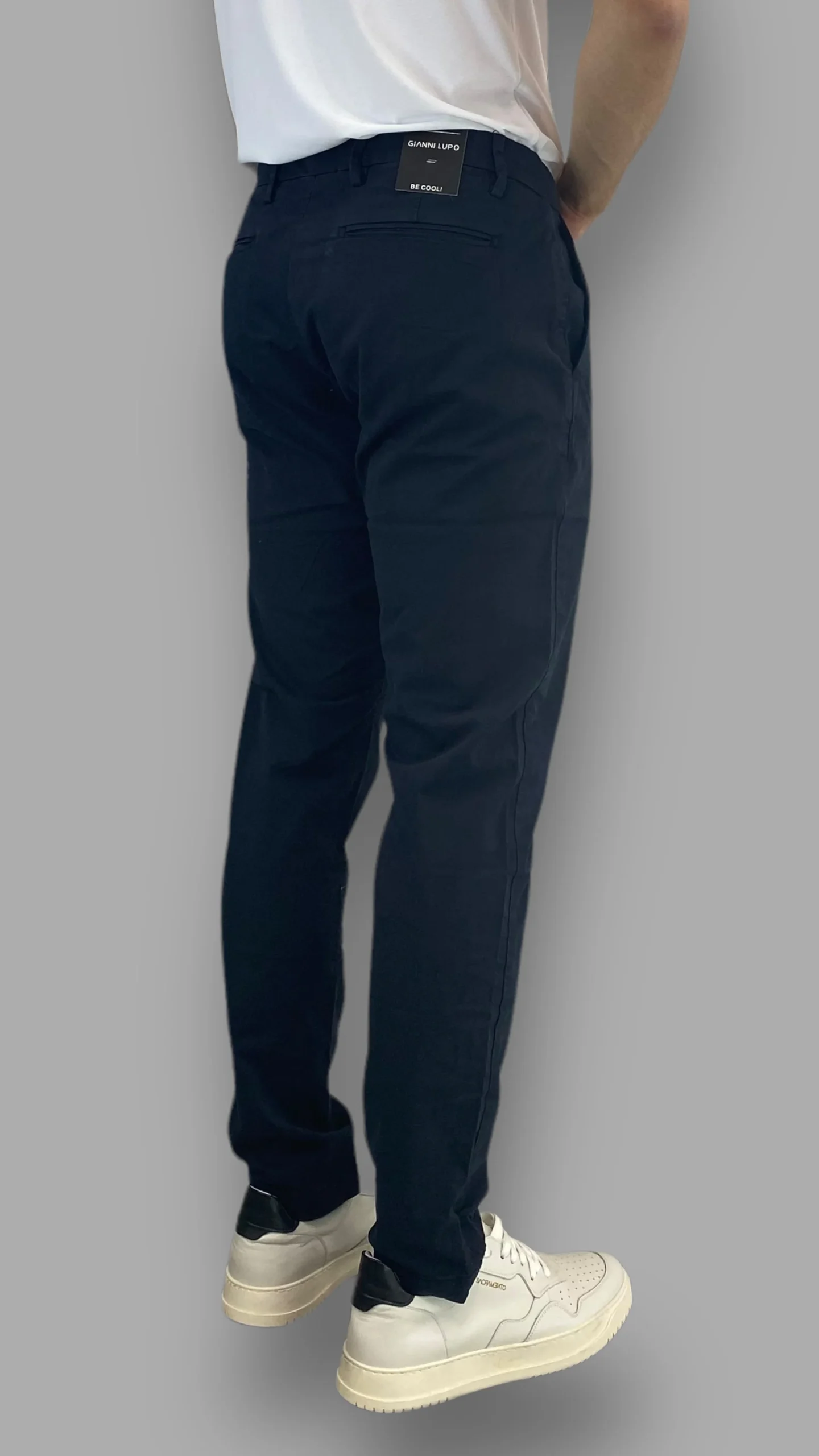 PANTALONE TASCA AMERICA IN COTONE ELASTICIZZATO BASIC - SLIM FIT - immagine 5