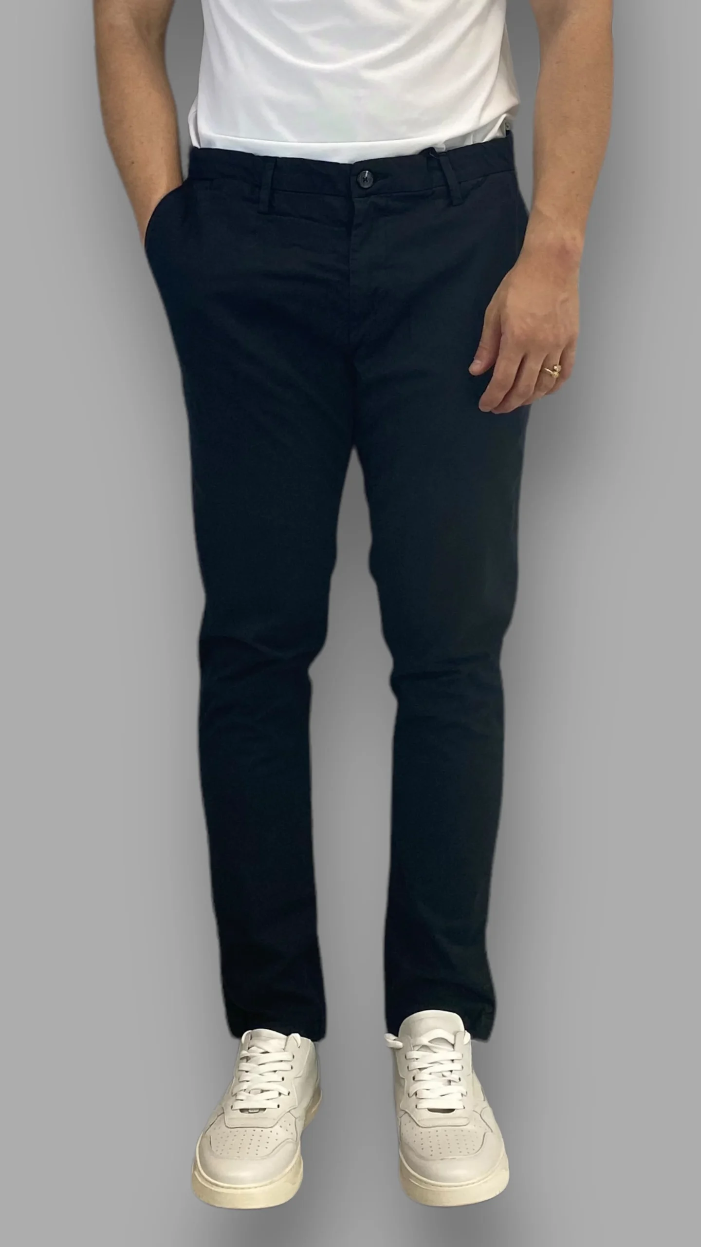 PANTALONE TASCA AMERICA IN COTONE ELASTICIZZATO BASIC - SLIM FIT - immagine 6