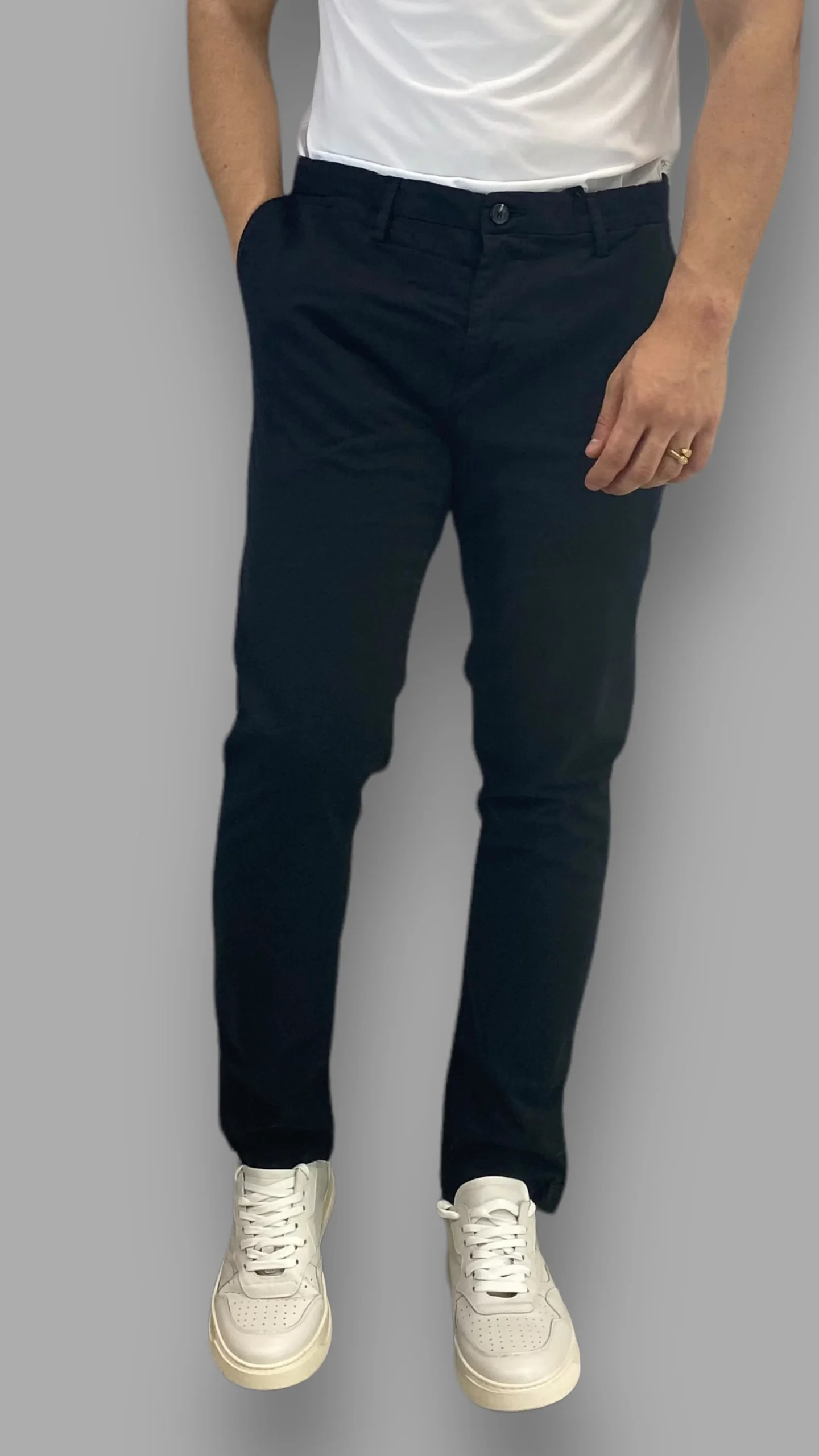 PANTALONE TASCA AMERICA IN COTONE ELASTICIZZATO BASIC - SLIM FIT - immagine 7