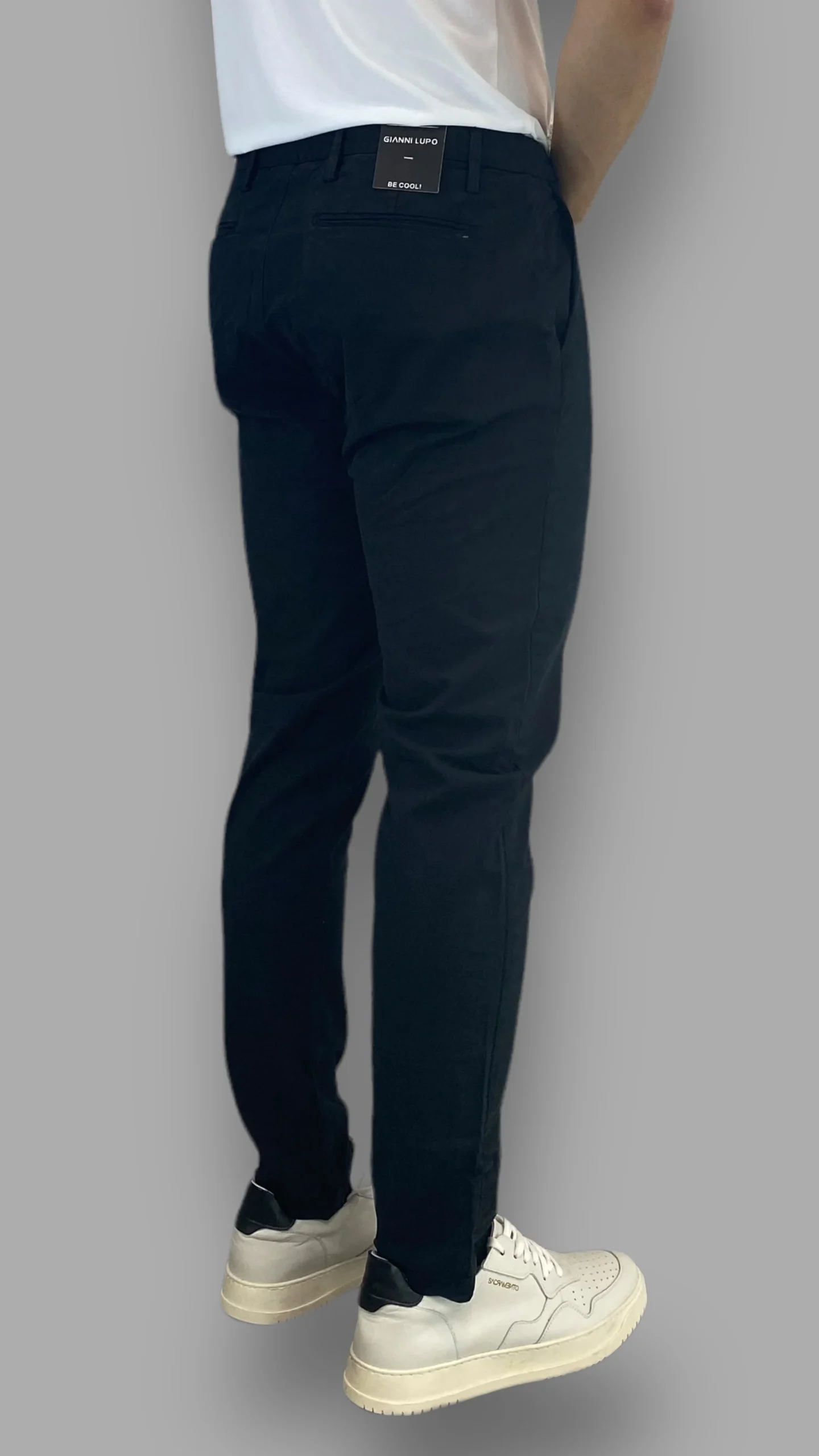 PANTALONE TASCA AMERICA IN COTONE ELASTICIZZATO BASIC - SLIM FIT - immagine 9