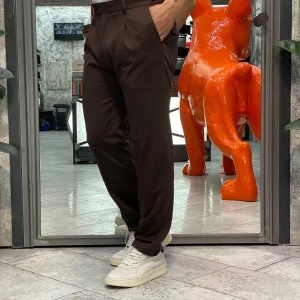 PANTALONE DA COMPLETO IN TESSUTO PUNTO MILANO SUPER COMFORT ELASTICIZZATO CON PINCE - REGULAR FIT PSI1460SS.MOR