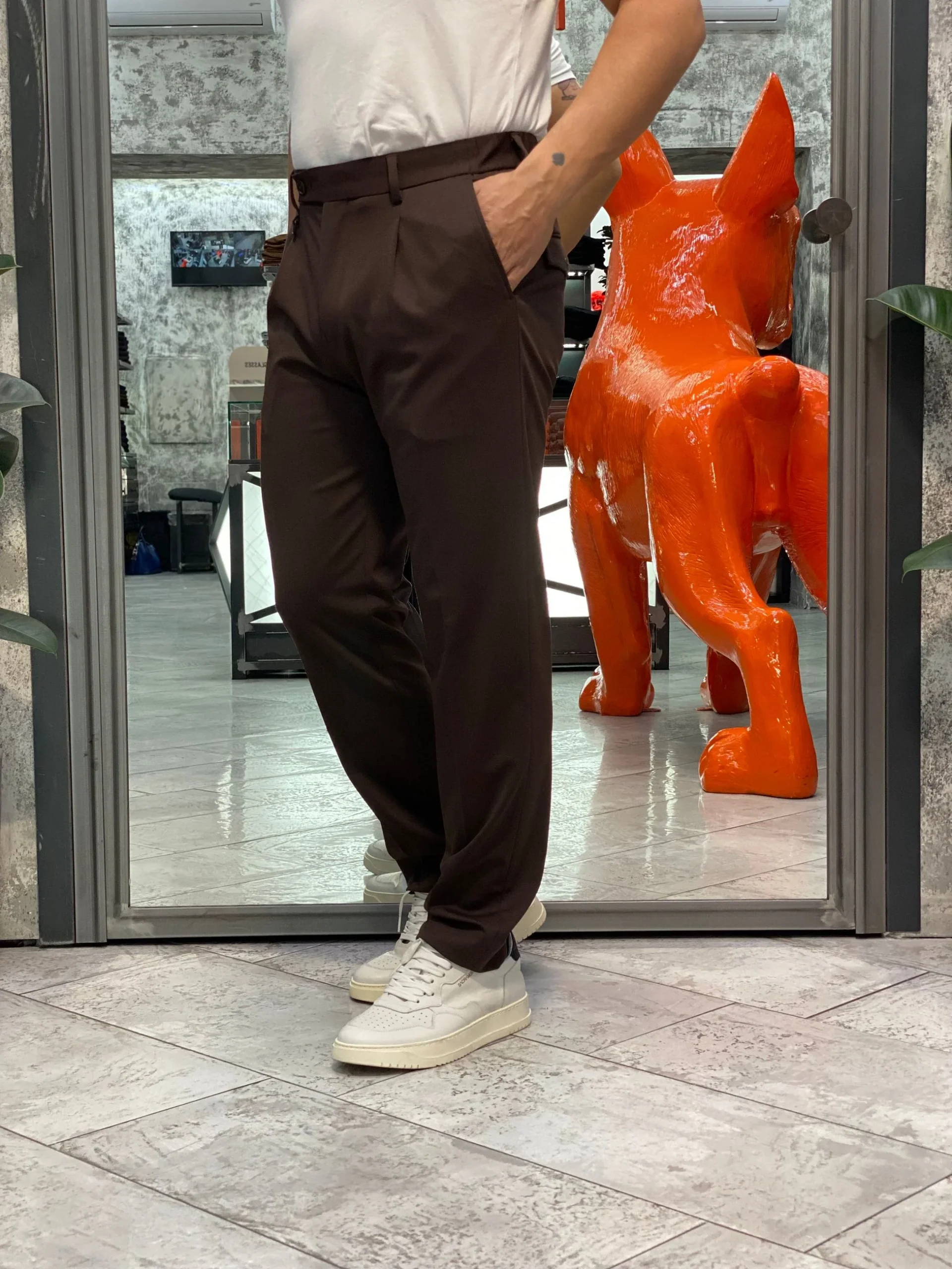 PANTALONE DA COMPLETO IN TESSUTO PUNTO MILANO SUPER COMFORT ELASTICIZZATO CON PINCE - REGULAR FIT PSI1460SS.MOR