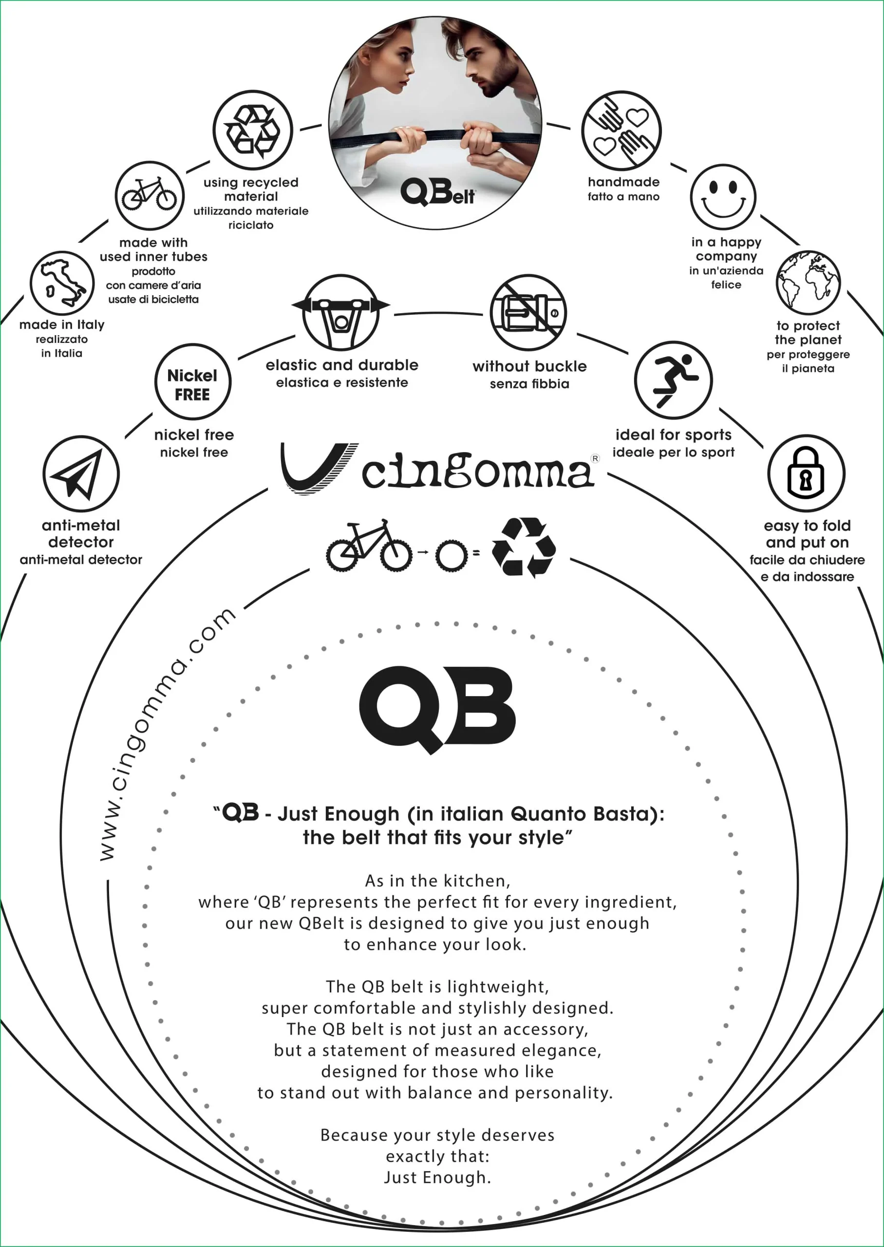 123456 Cintura elastica Cucitura Nero - immagine 5