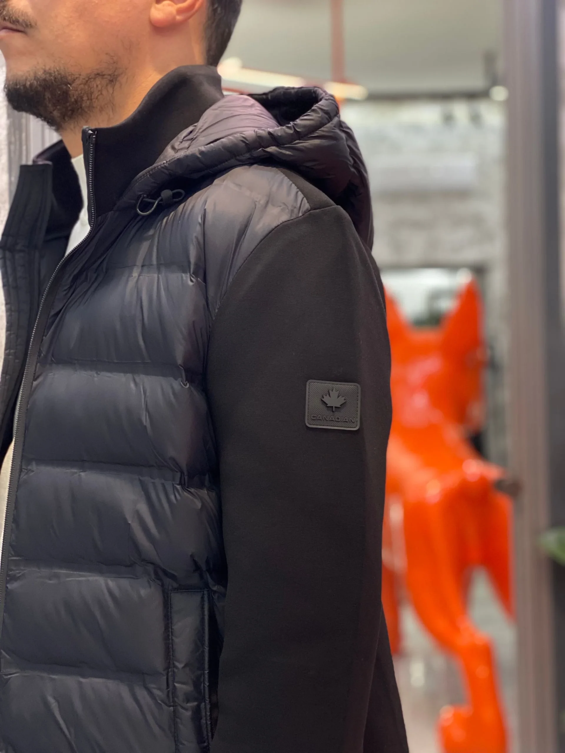 GIUBBINO GUNN CON CAPPUCCIO IN TESSUTO COMBINATO SCUBA-BONDED ELASTICIZZATO - COMFORT FIT CN.G225326.NER - immagine 8