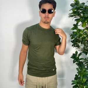 T-SHIRT BASIC IN MISTO LINO/VISCOSA - REGULAR FIT GL2276F.VMIL