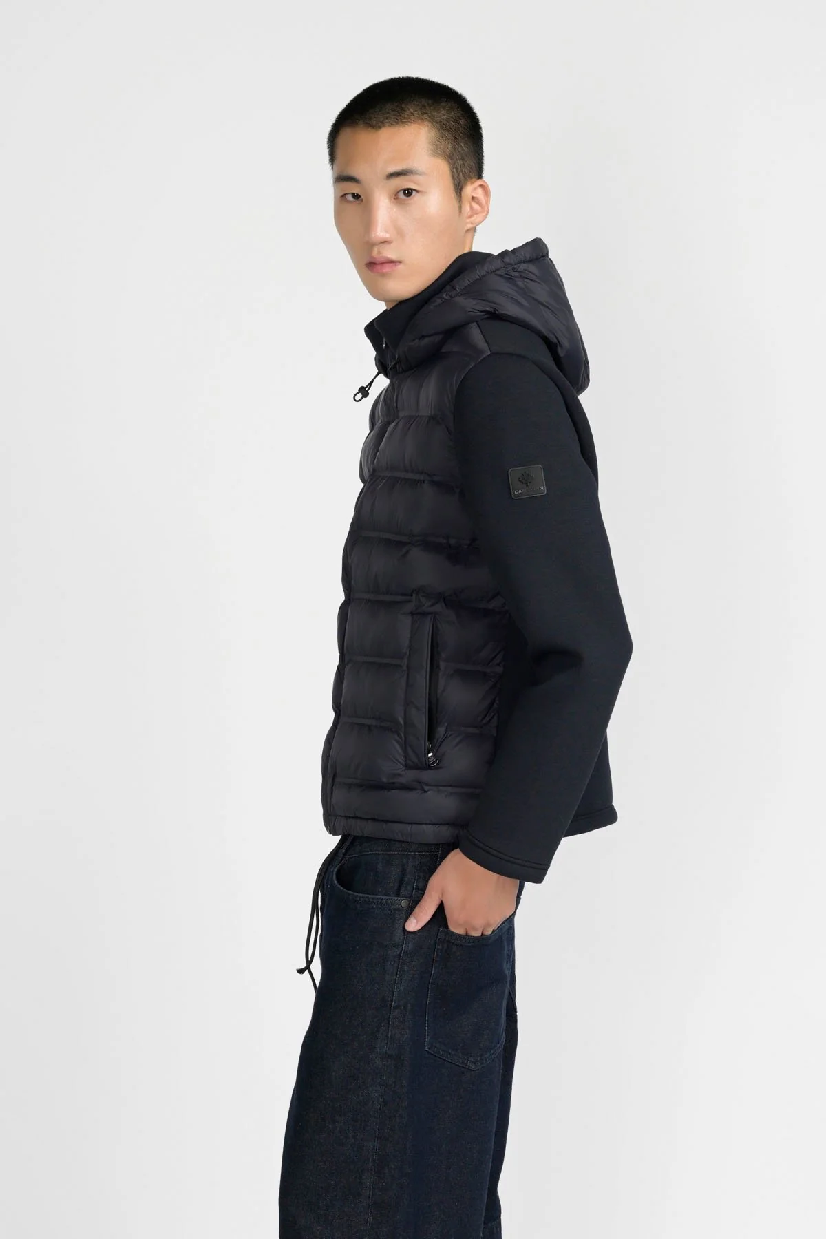 GIUBBINO GUNN CON CAPPUCCIO IN TESSUTO COMBINATO SCUBA-BONDED ELASTICIZZATO - COMFORT FIT CN.G225326.BLU - immagine 3