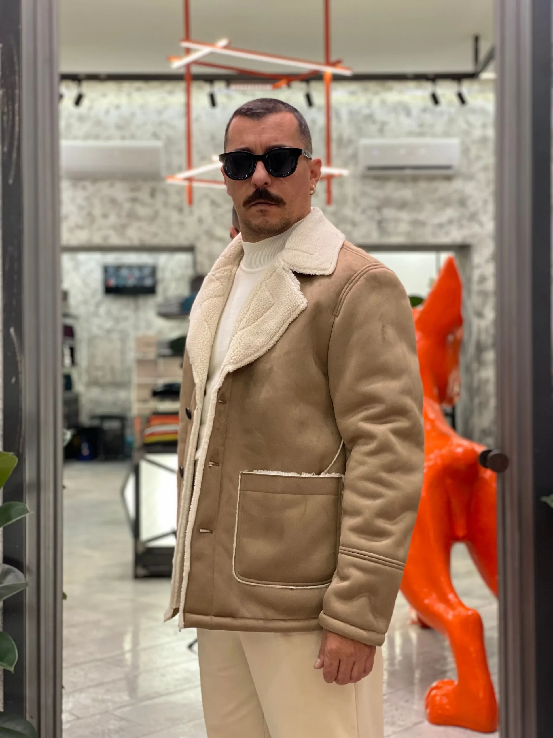 GIACCA IN ECOMONTONE CON COLLO E TASCHE A TOPPA - REGULAR FIT GBI1080SS.FAN - immagine 4