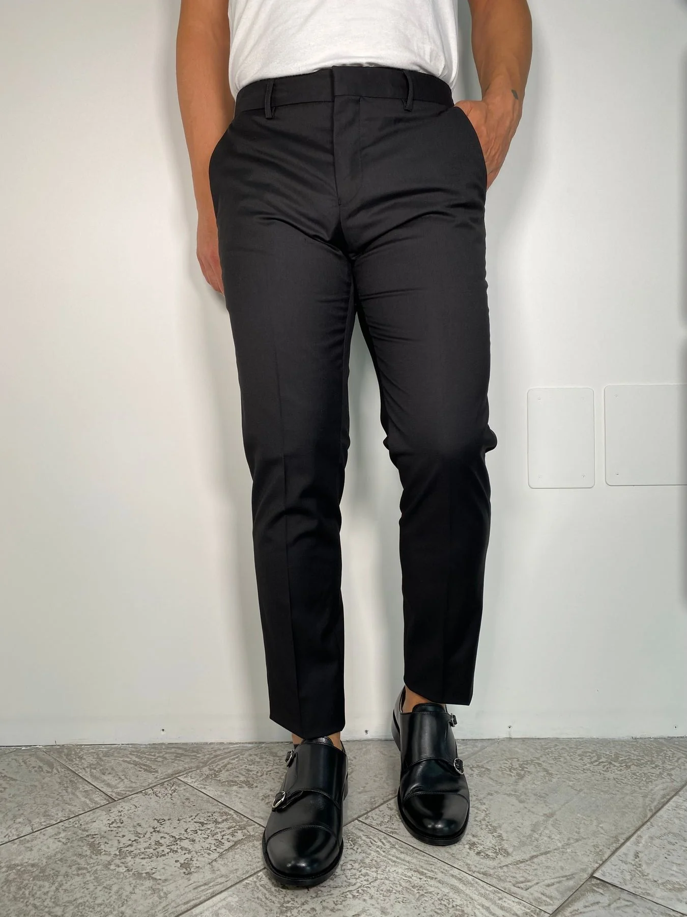 PANTALONE DA COMPLETO IN TESSUTO ELASTICIZZATO CON ABBOTTONATURA NASCOSTA - REGULAR FIT - immagine 3