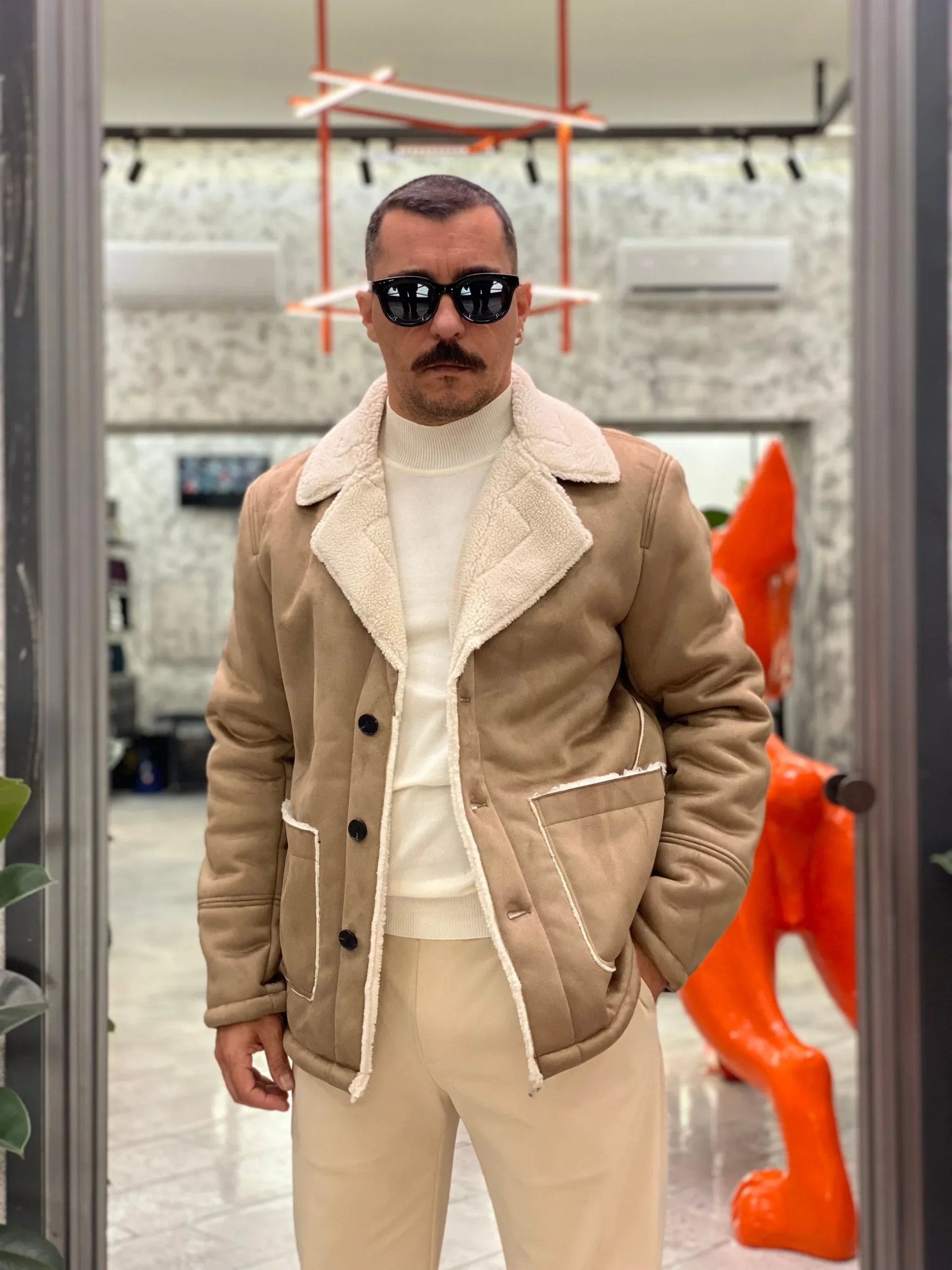 GIACCA IN ECOMONTONE CON COLLO E TASCHE A TOPPA - REGULAR FIT GBI1080SS.FAN