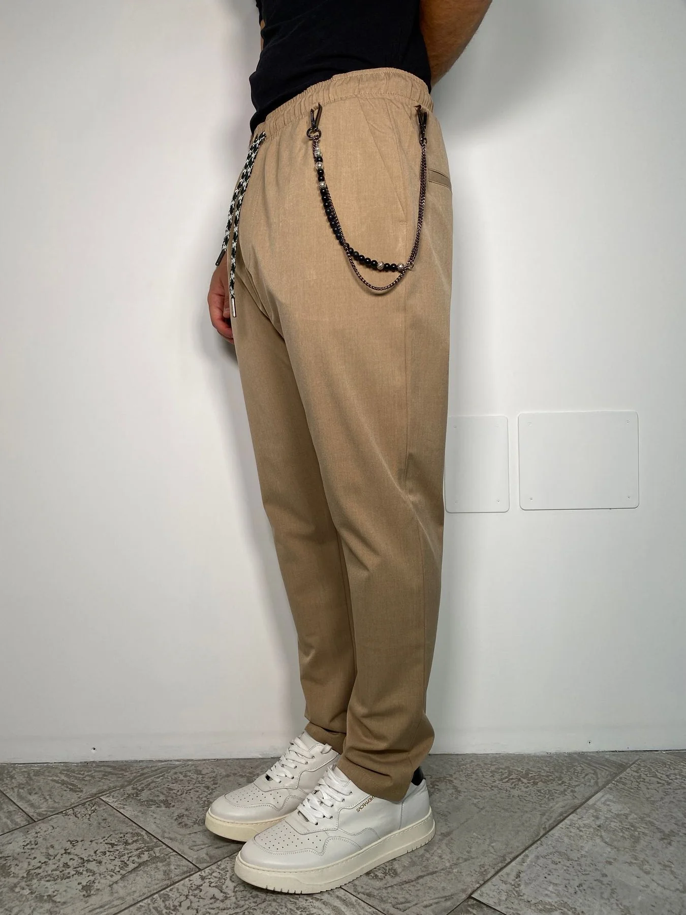 PANTALACCIO LEONARD IN TESSUTO ELASTICIZZATO CON ACCESSORIO CATENA REMOVIBILE - REGULAR FIT - immagine 3