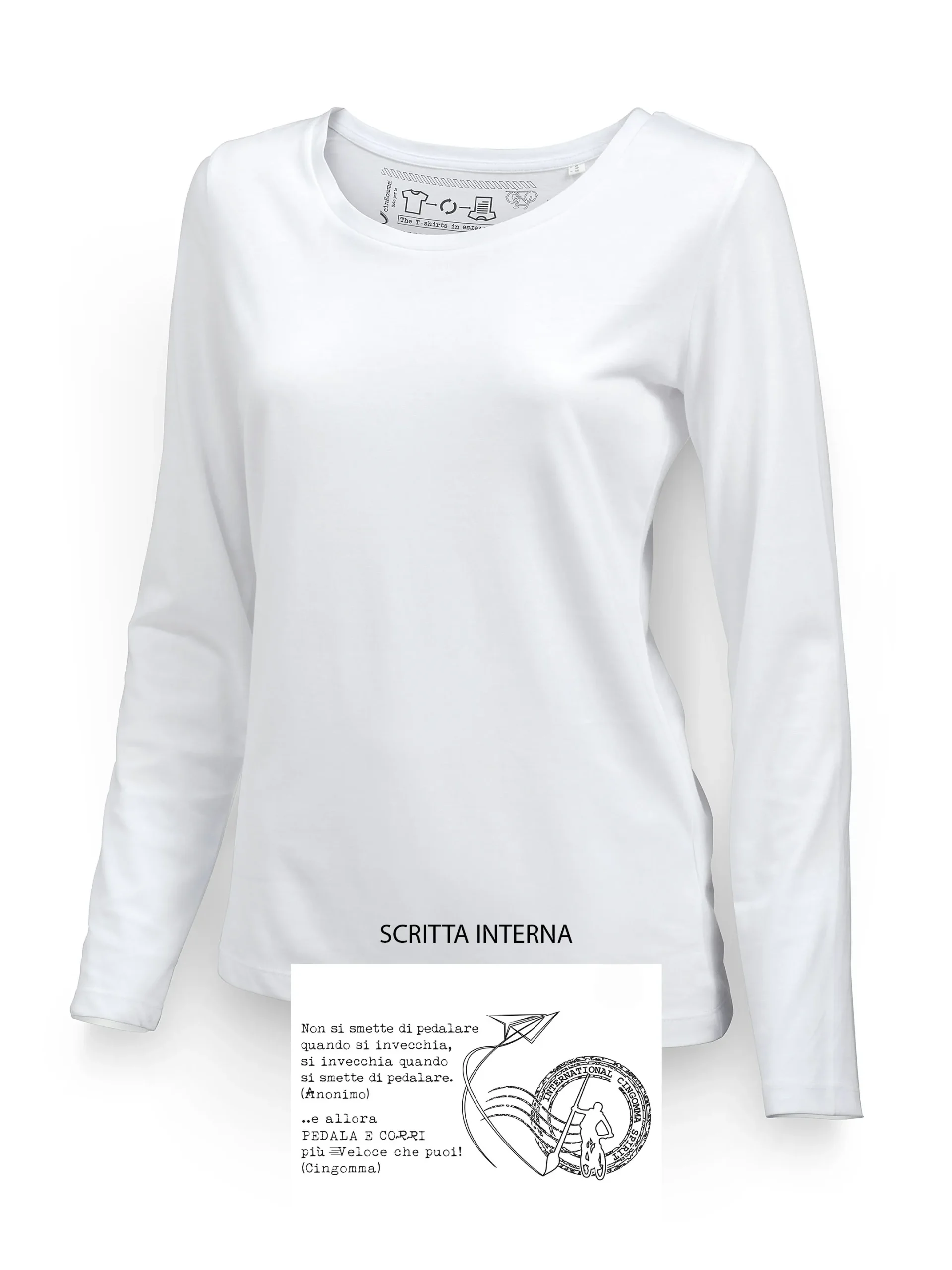 SINGER T-Shirt Donna manica lunga Bianco