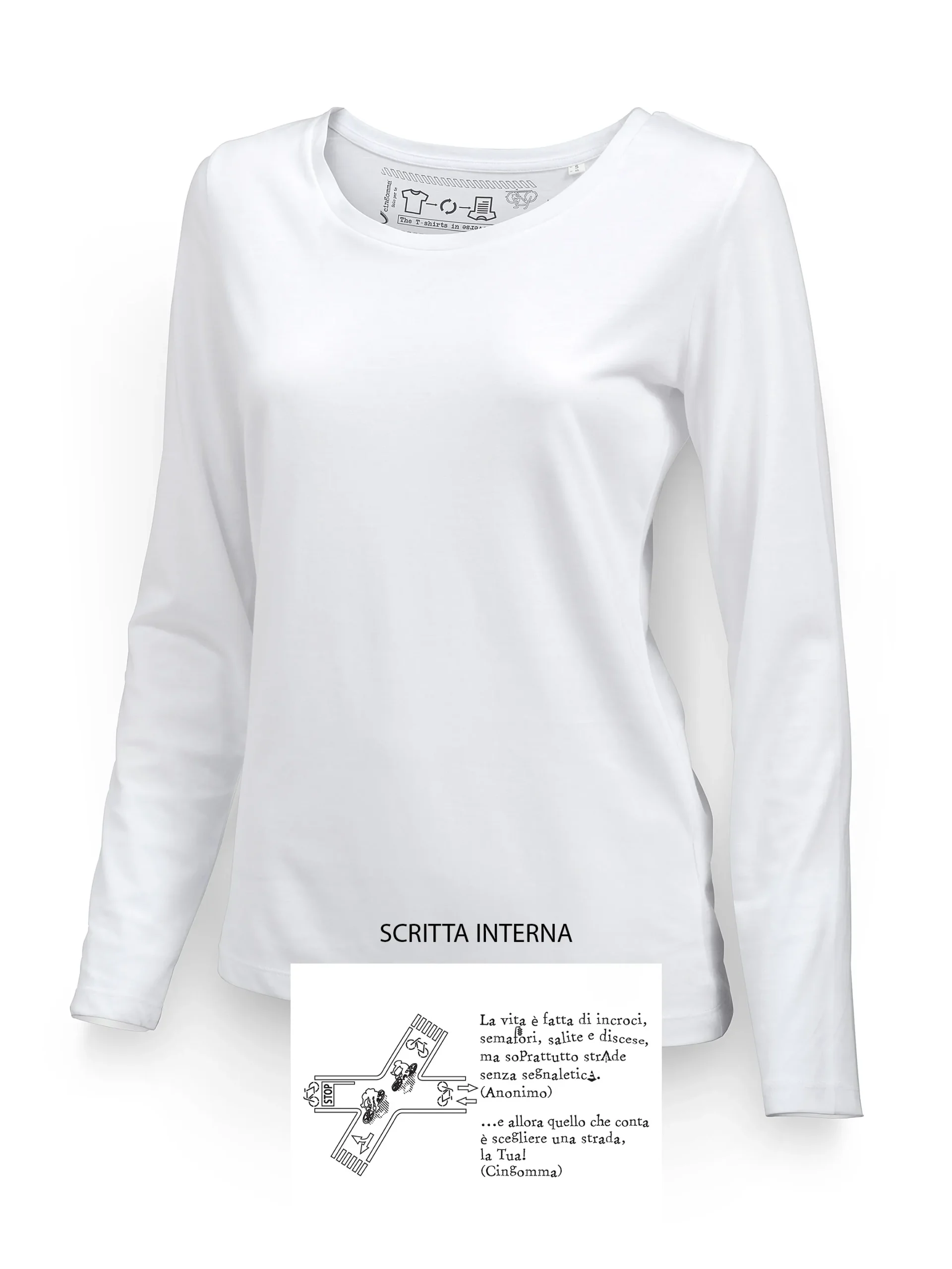 SINGER T-Shirt Donna manica lunga Bianco