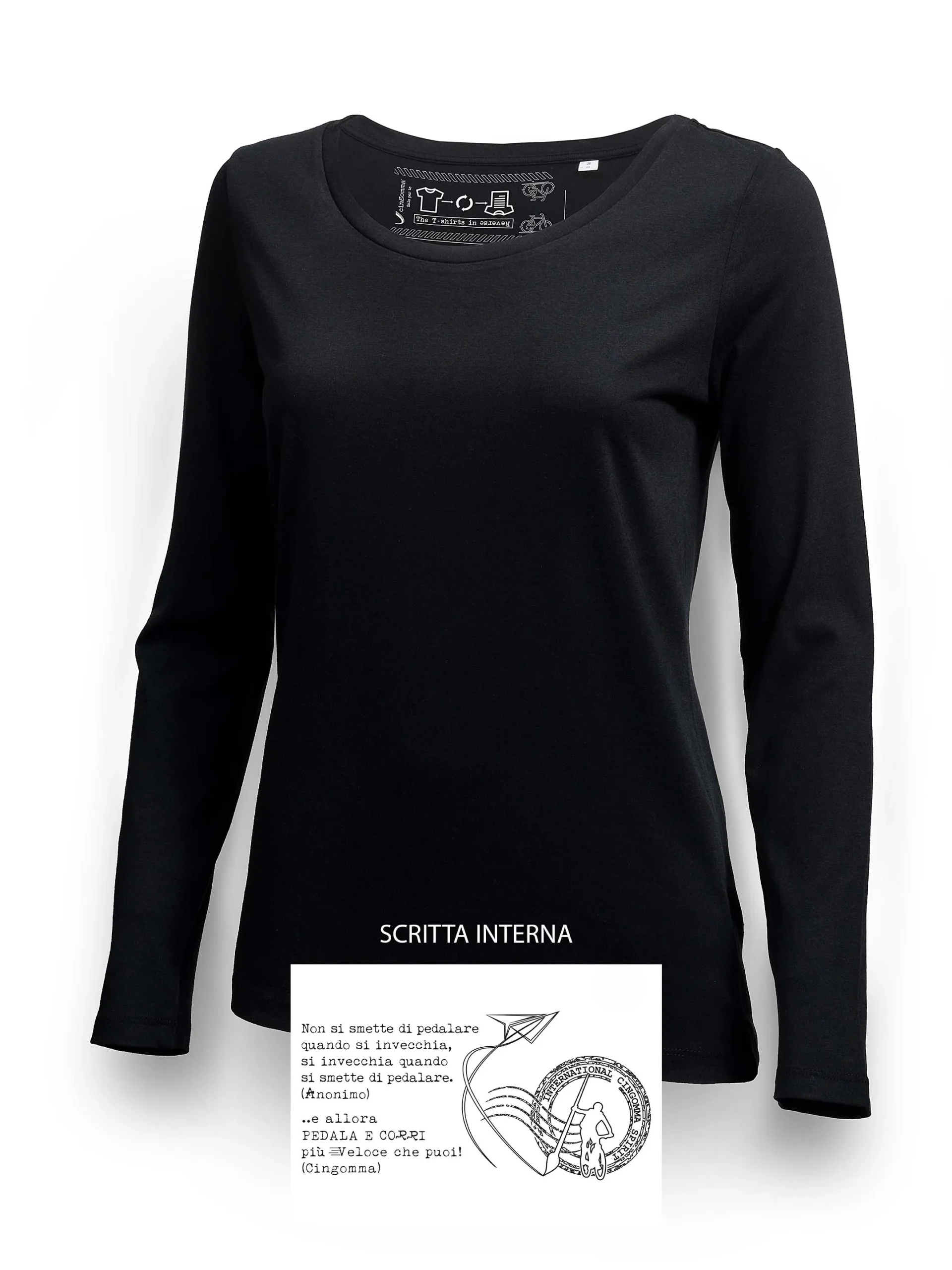 SINGER T-Shirt Donna manica lunga Nero