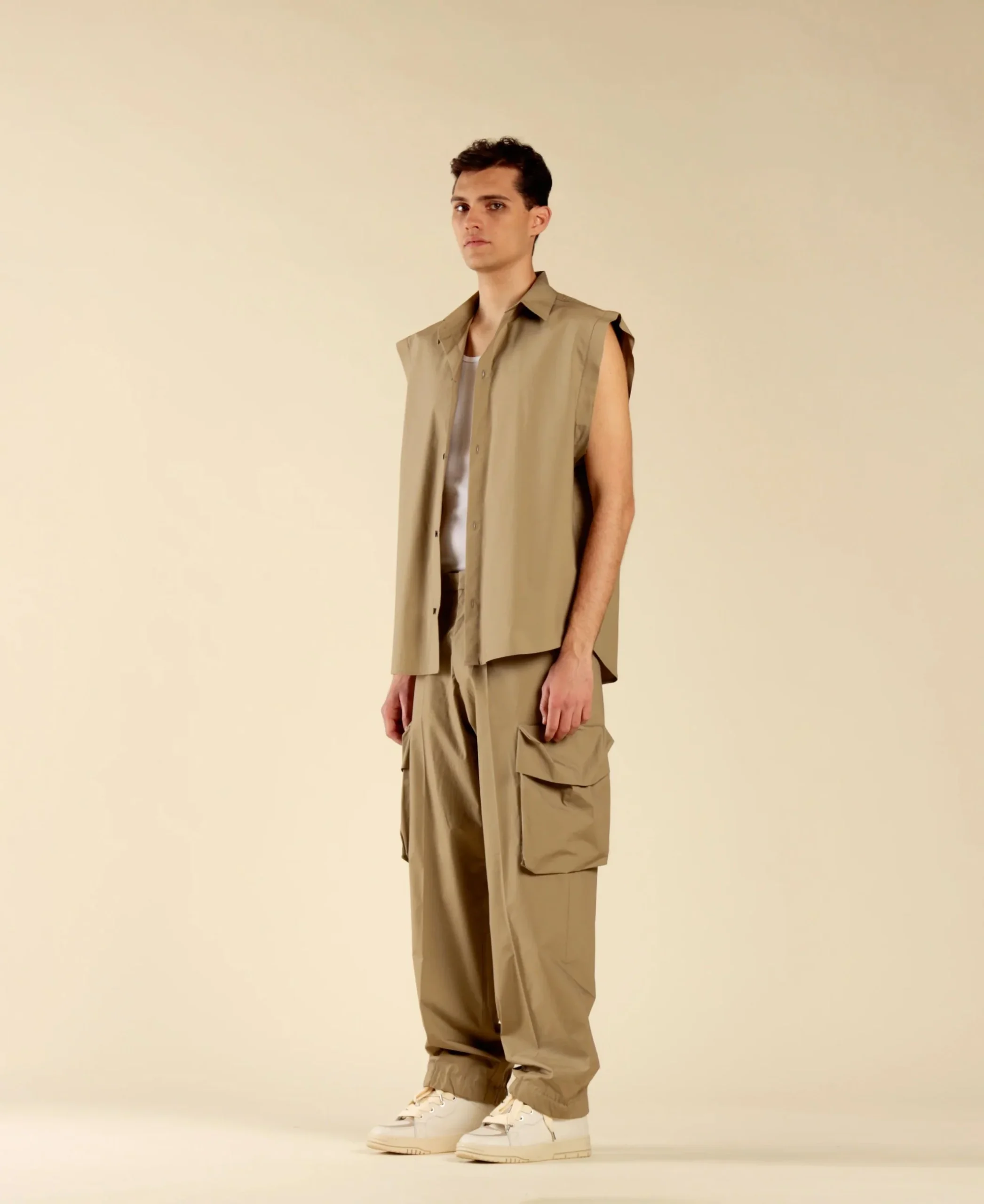 PANTALONE CARGO IN COTONE FONDO AMPIO CON ELASTICO E TASCONI - RELAXED FIT PA3252 - immagine 7