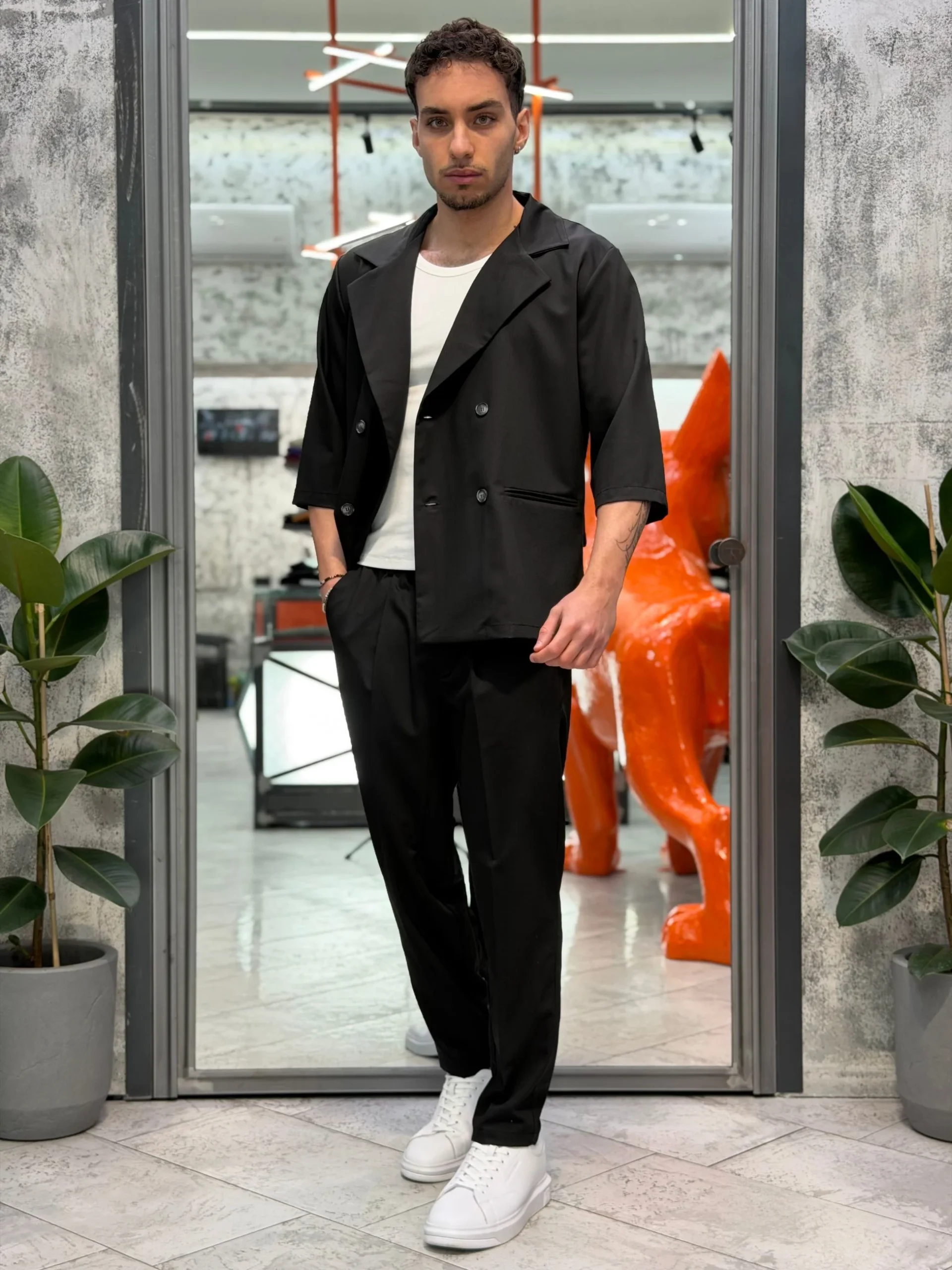 PANTALONE DA COMPLETO TASCA AMERICA CON COULISSE IN VITA - COMFORT FIT GL004LT.NER - immagine 5