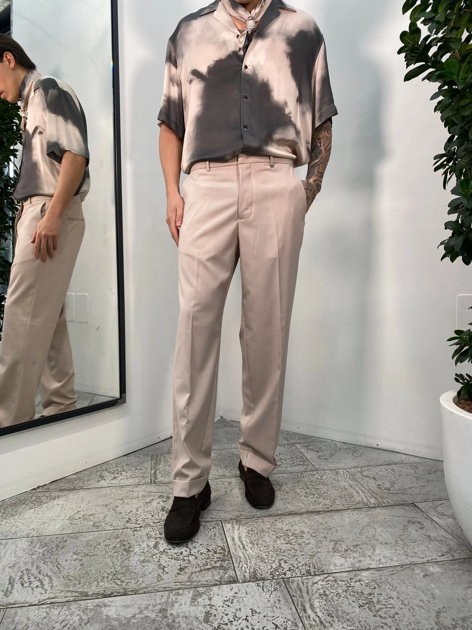 PANTALONE DA ABITO CON RISVOLTO E FONDO SEMI AMPIO - REGULAR FIT PA3260.CIP