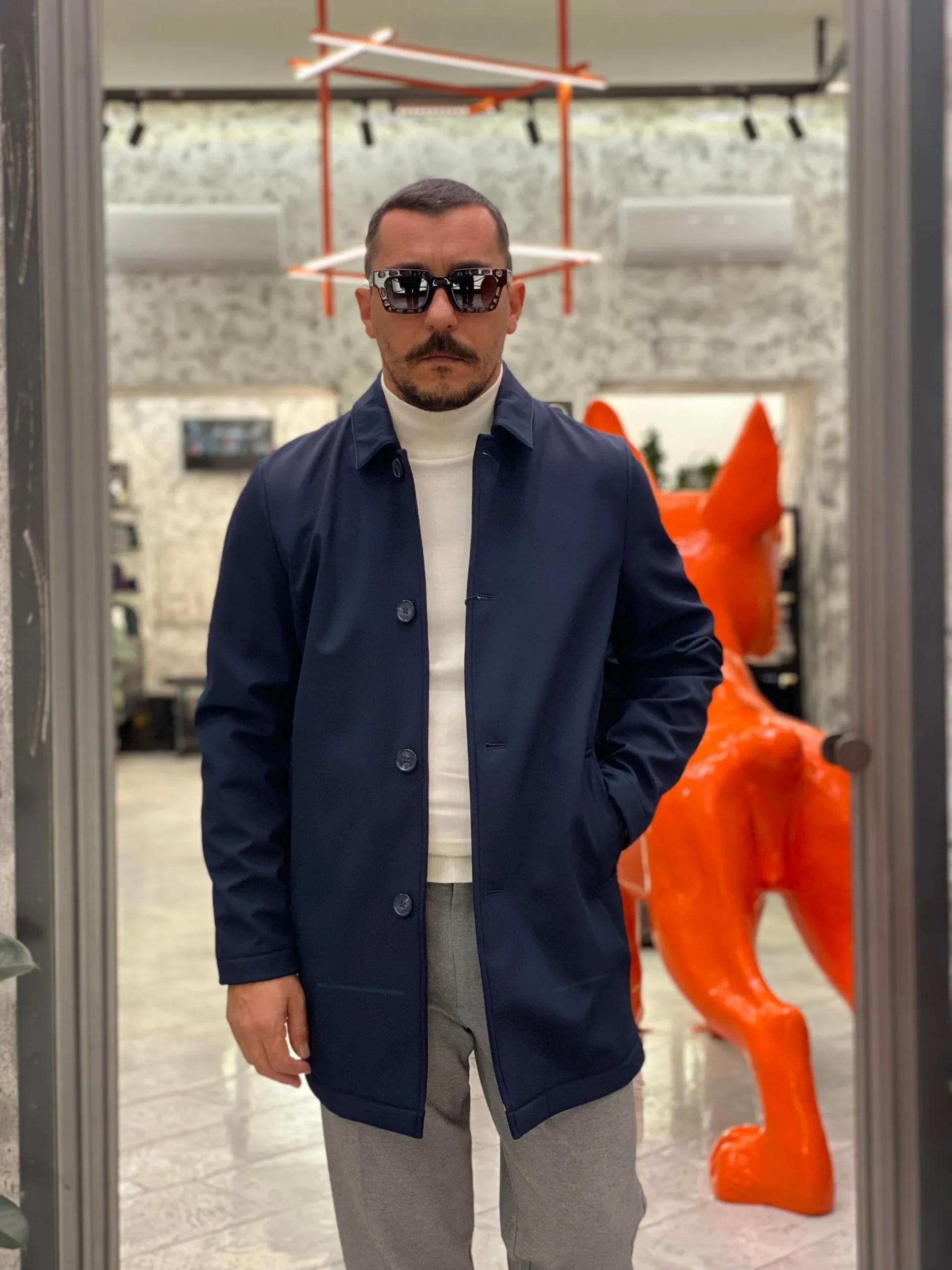 TRENCH IN TESSUTO SOFTSHELL ED INTERNO IN PILE - REGULAR FIT MK9940063.BLU