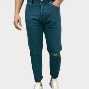 JEANS 5 TASCHE IN TELA FERMA CON TAGLIO AL GINOCCHIO - CARROT FIT