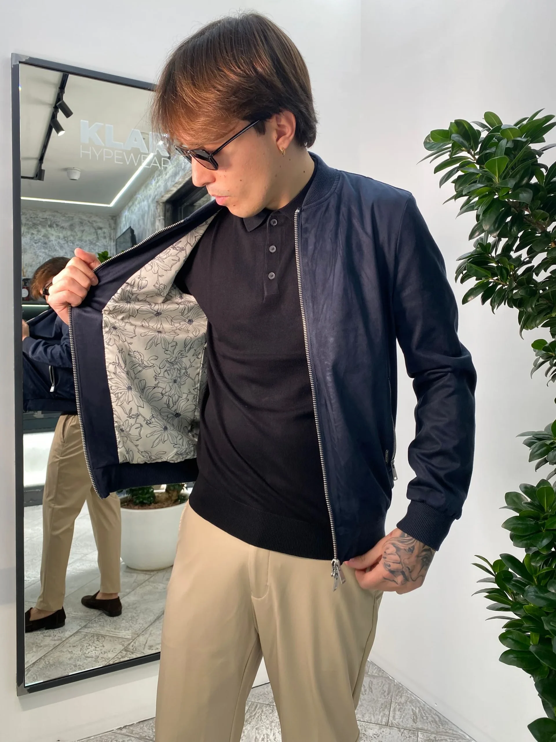 GIUBBINO COLLEGE IN ECOCAMOSCIO CON ELASTICO AL FONDO - REGULAR FIT GL9730-S25.BLU - immagine 4