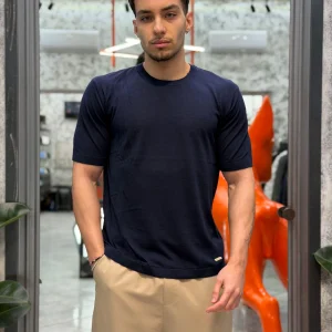 MAGLIA GIROCOLLO IN FILO MANICA CORTA - REGULAR FIT GL35344.BLU