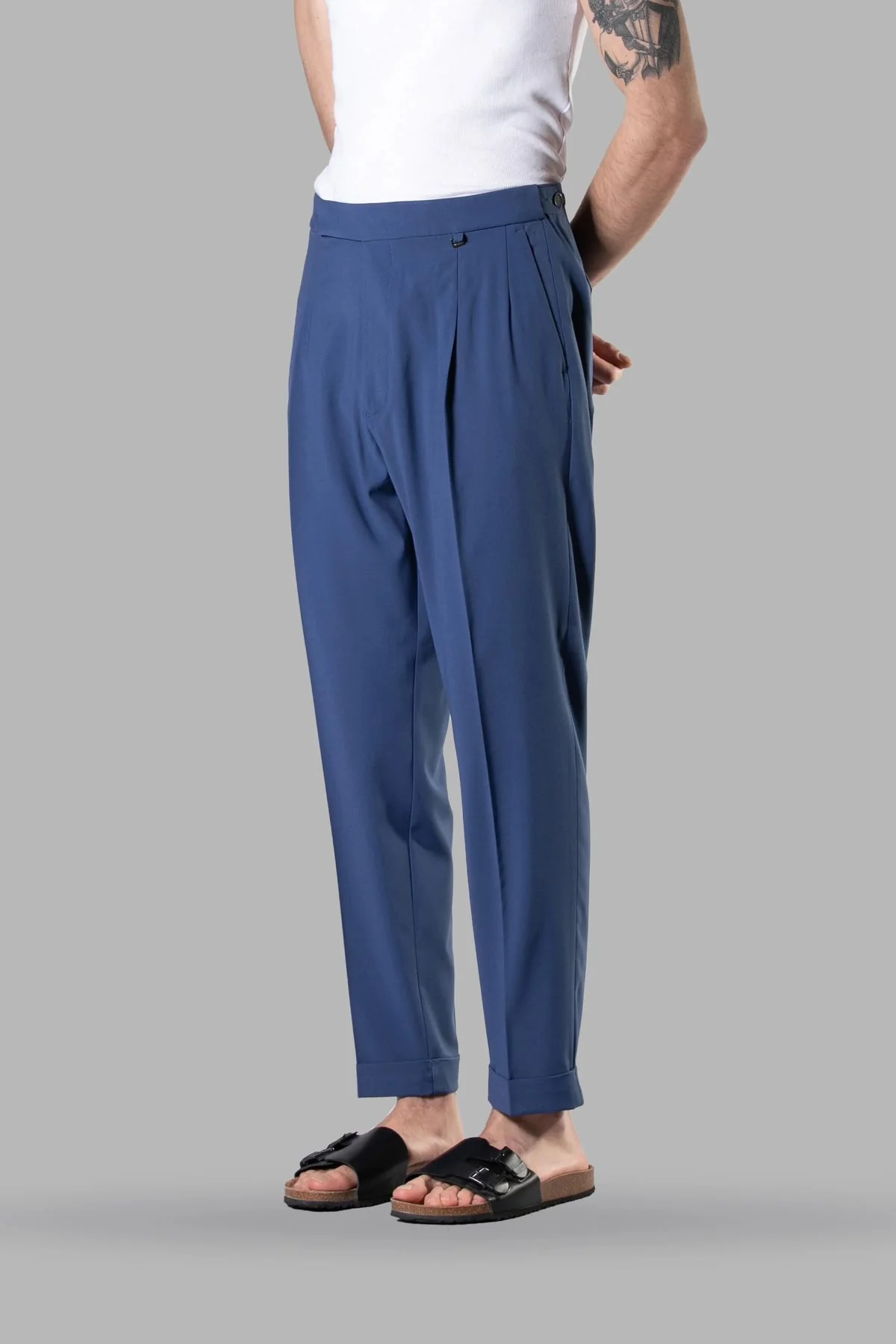 PANTALONE DA ABITO DOPPIA PINCES CON RISVOLTO AL FONDO - REGULAR FIT - immagine 2