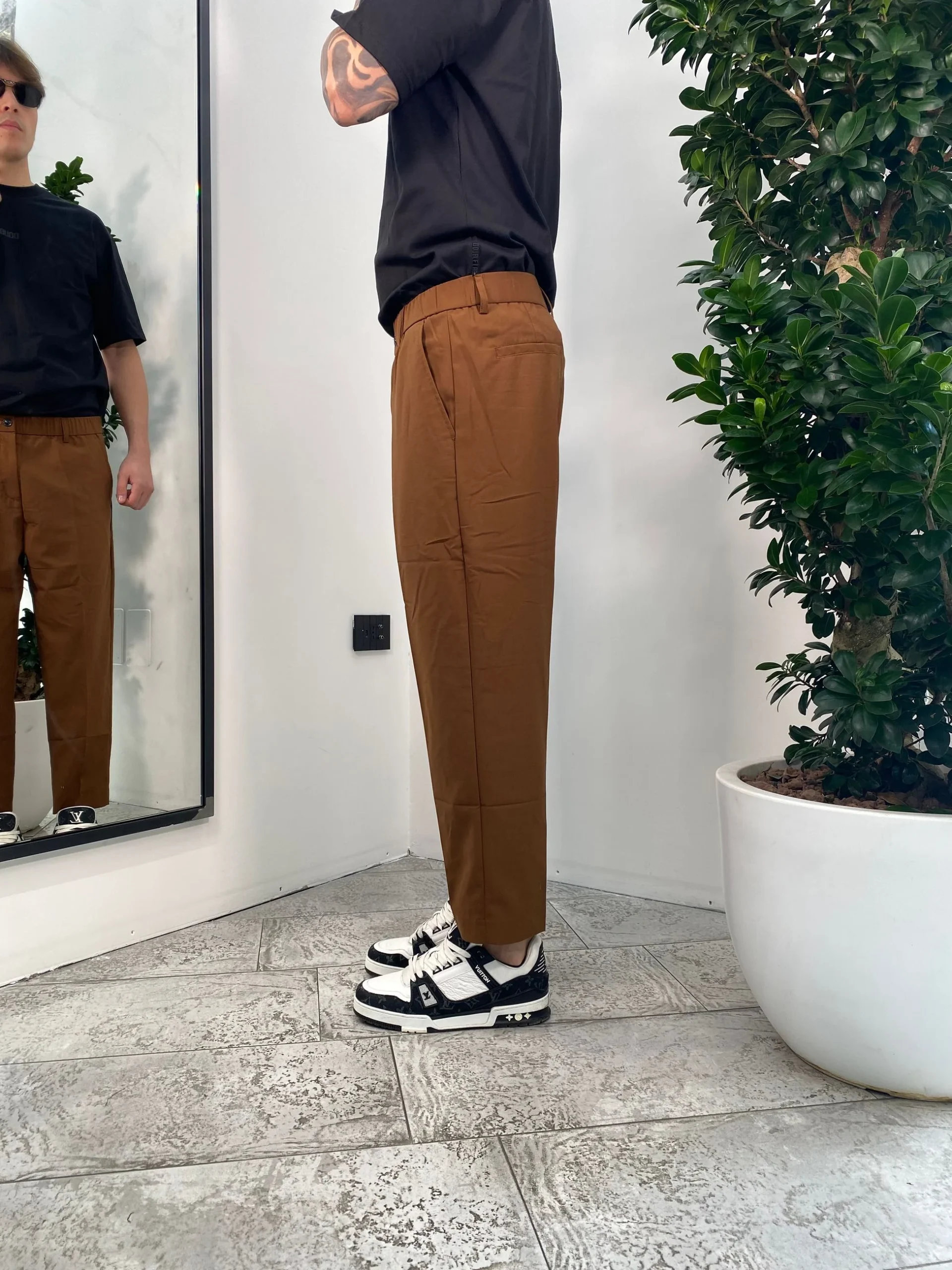 PANTALONE WIDE LEG CON TASCA AMERICA E PINCE LUNGA - COULISSE IN VITA - RELAXED FIT GLW019G-S25.TAB - immagine 5